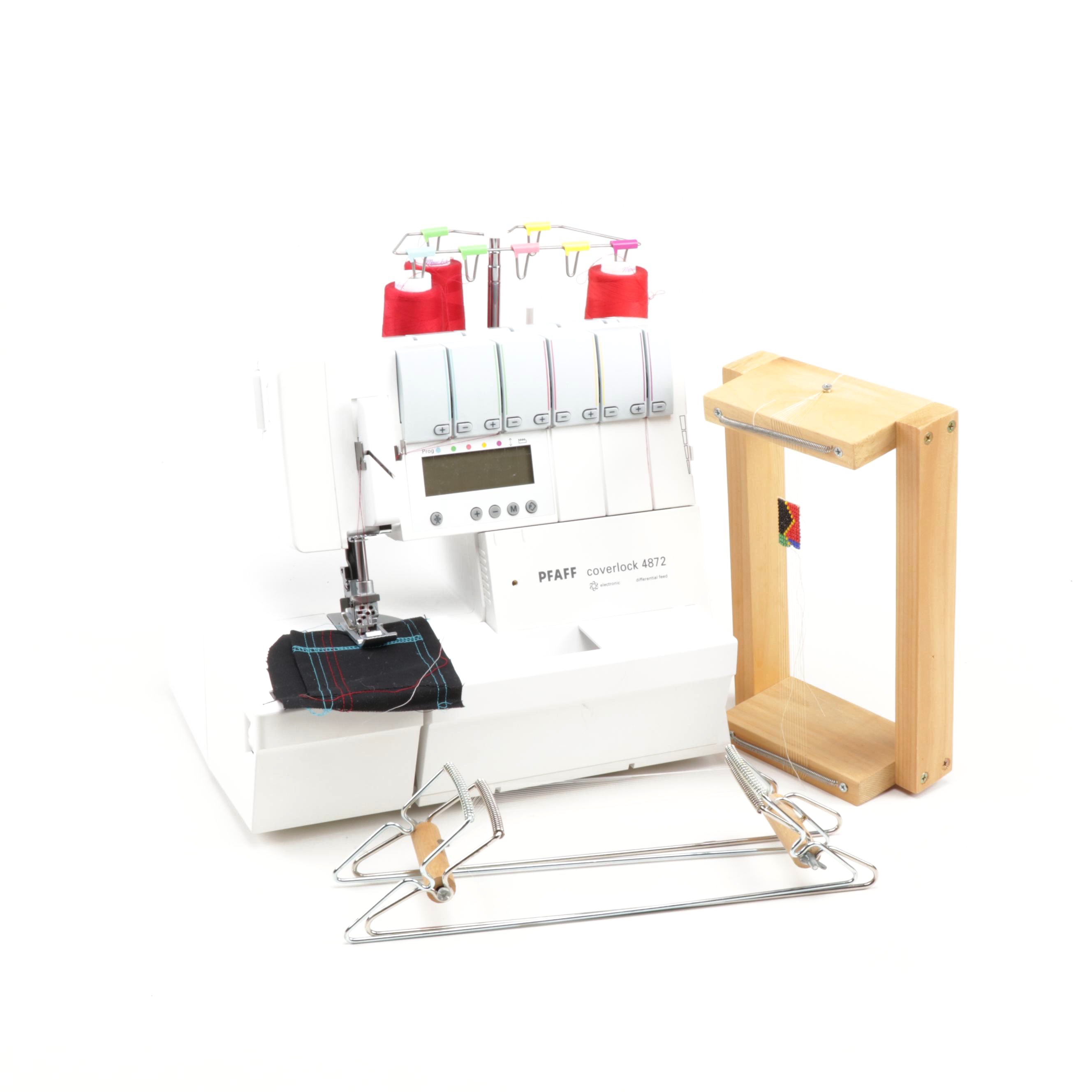 Pfaff Coverlock 4872 Serger Sewing Machine & Wooden Hand Looms EBTH