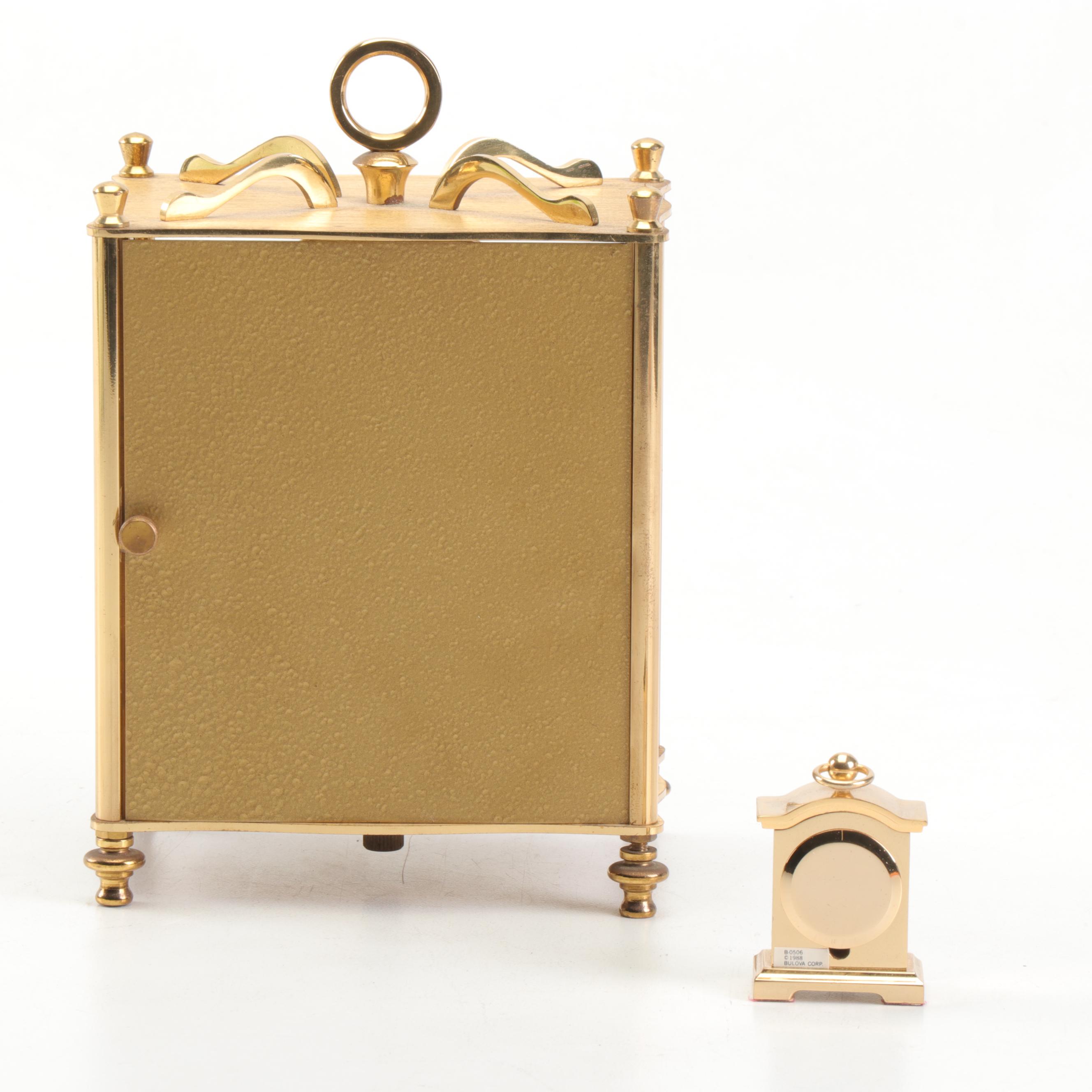 Koma Diana Brass Regulator Clock with Miniature Bulova Clock EBTH