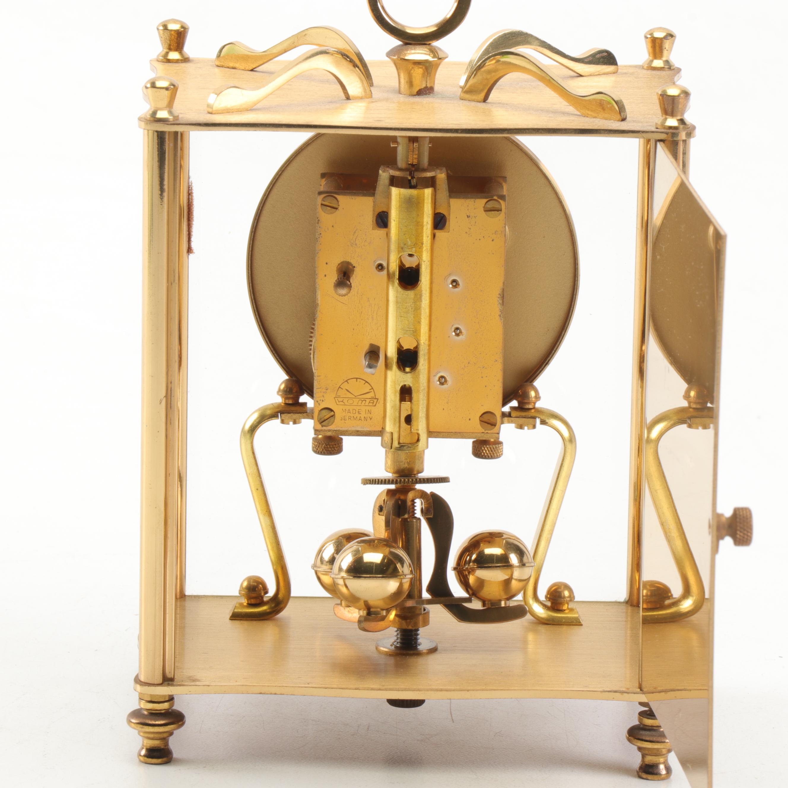 Koma Diana Brass Regulator Clock with Miniature Bulova Clock EBTH