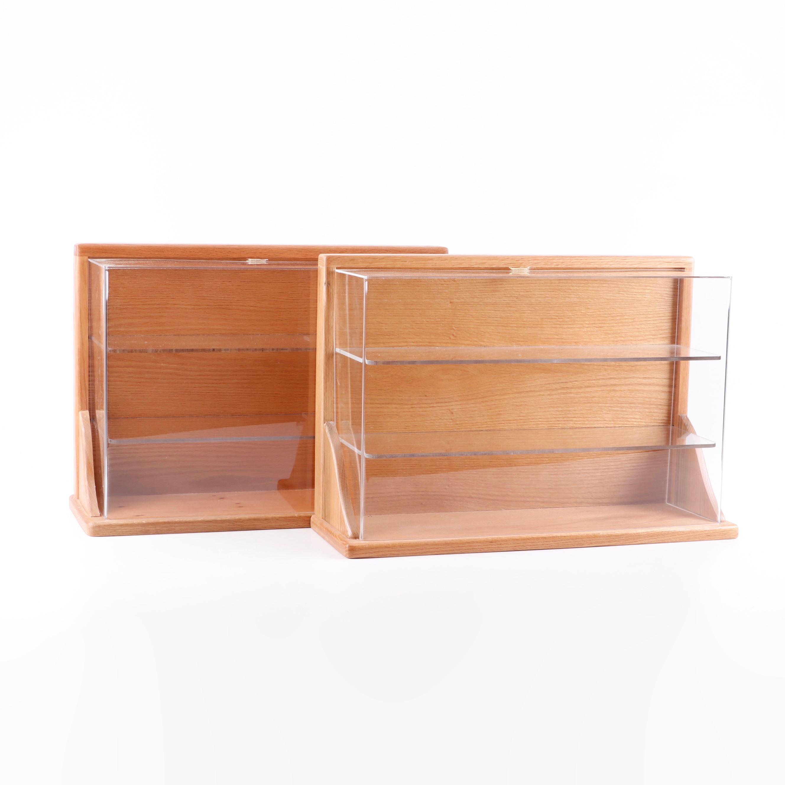Contemporary Oak and Acrylic Display Cases EBTH