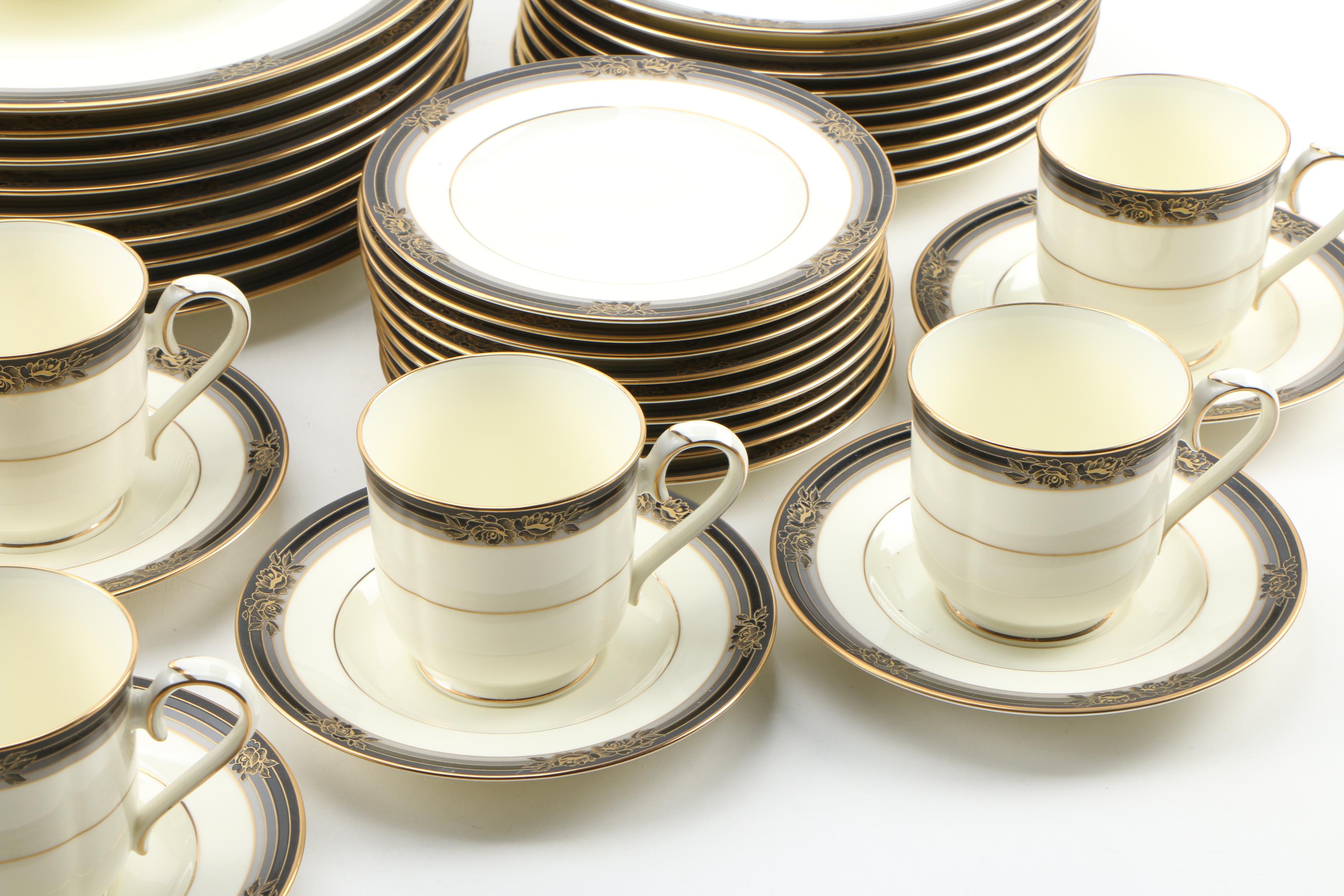 Noritake "Spell Binder" China Dinnerware and Serveware for Nine, 1983