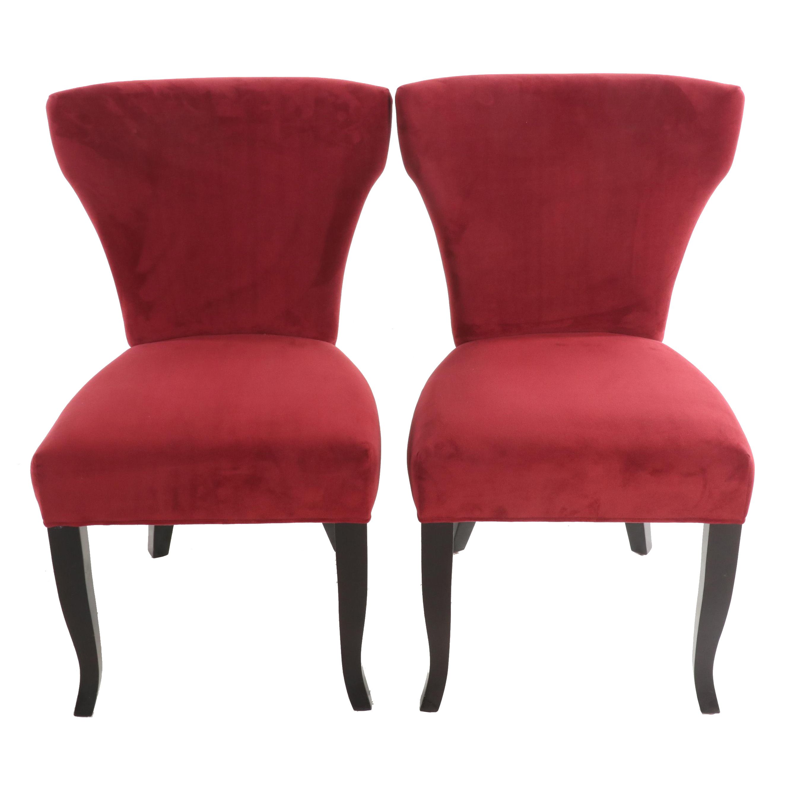 Pair of Burgundy Upholstered Dining Chairs, Late 20th Century EBTH
