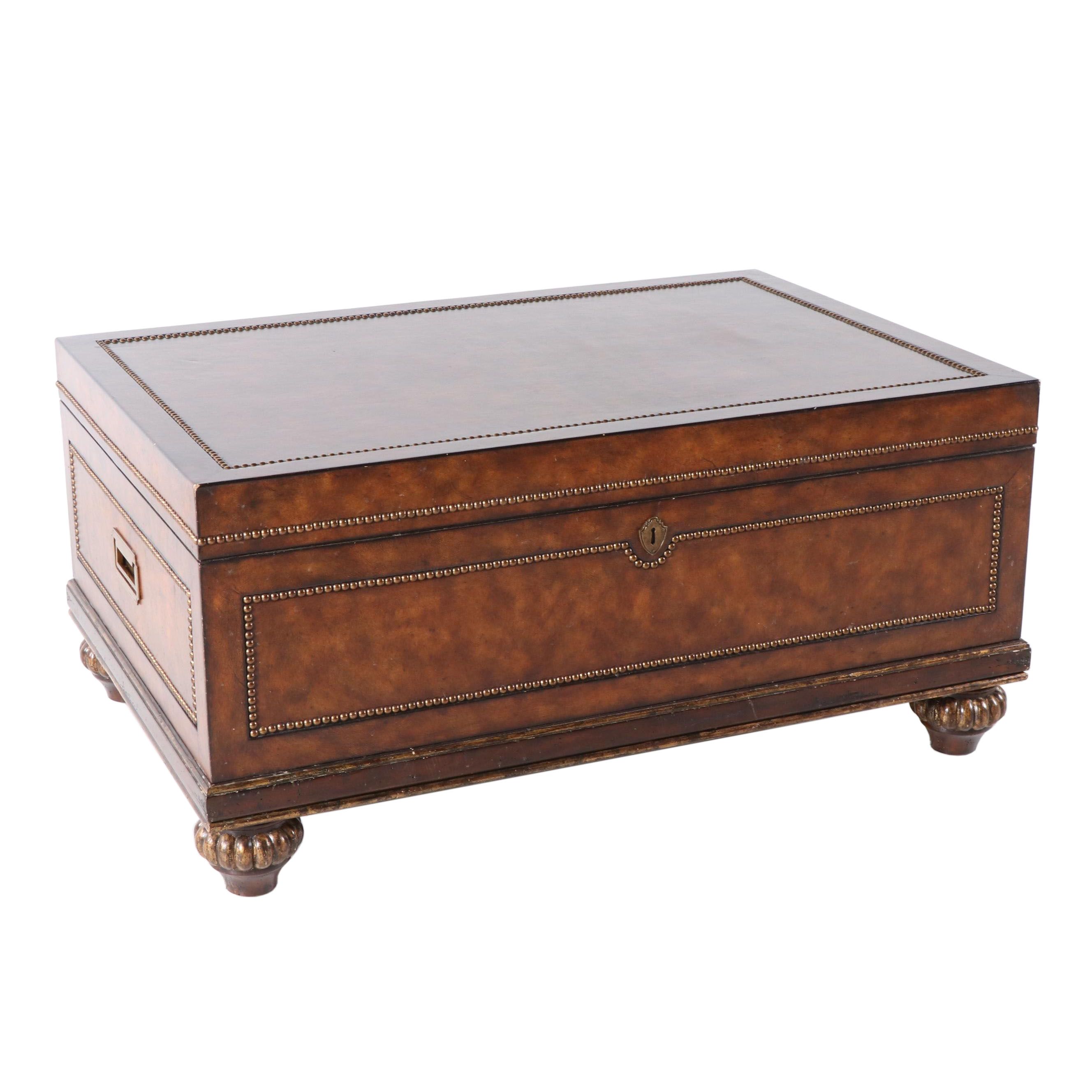 Marge Carson Leather Coffee Table, Contemporary EBTH