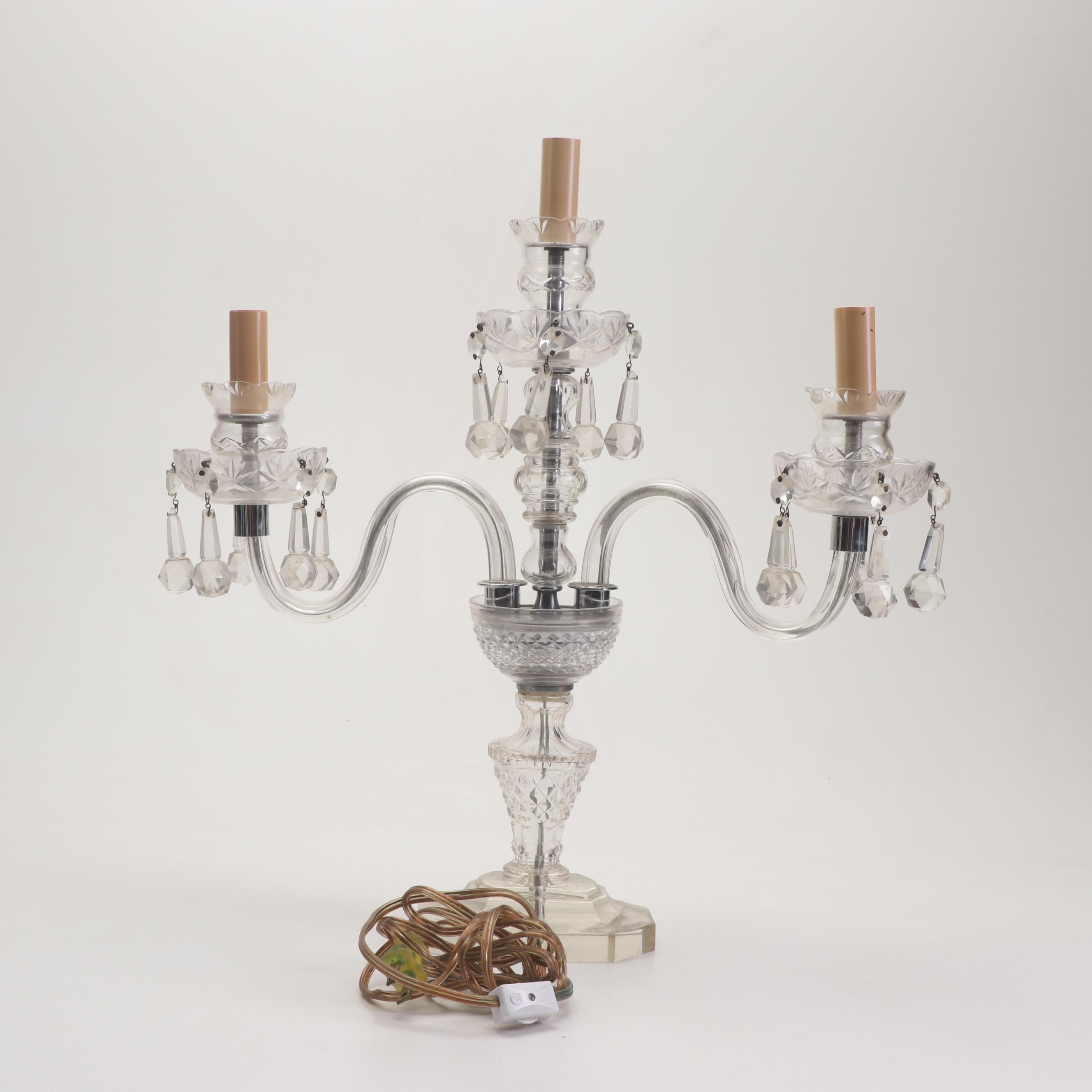 Cut Glass and Prism Electric Candelabra Table Lamps EBTH