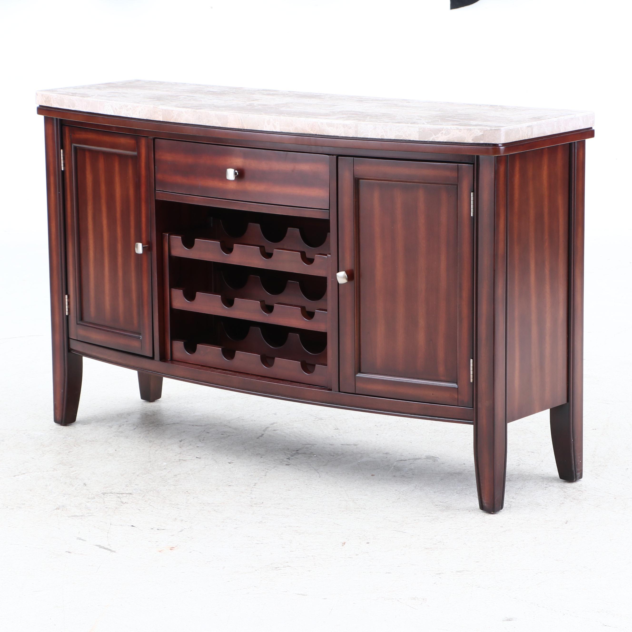 Steve Silver Company Marble Top Server and Wine Rack, Contemporary EBTH