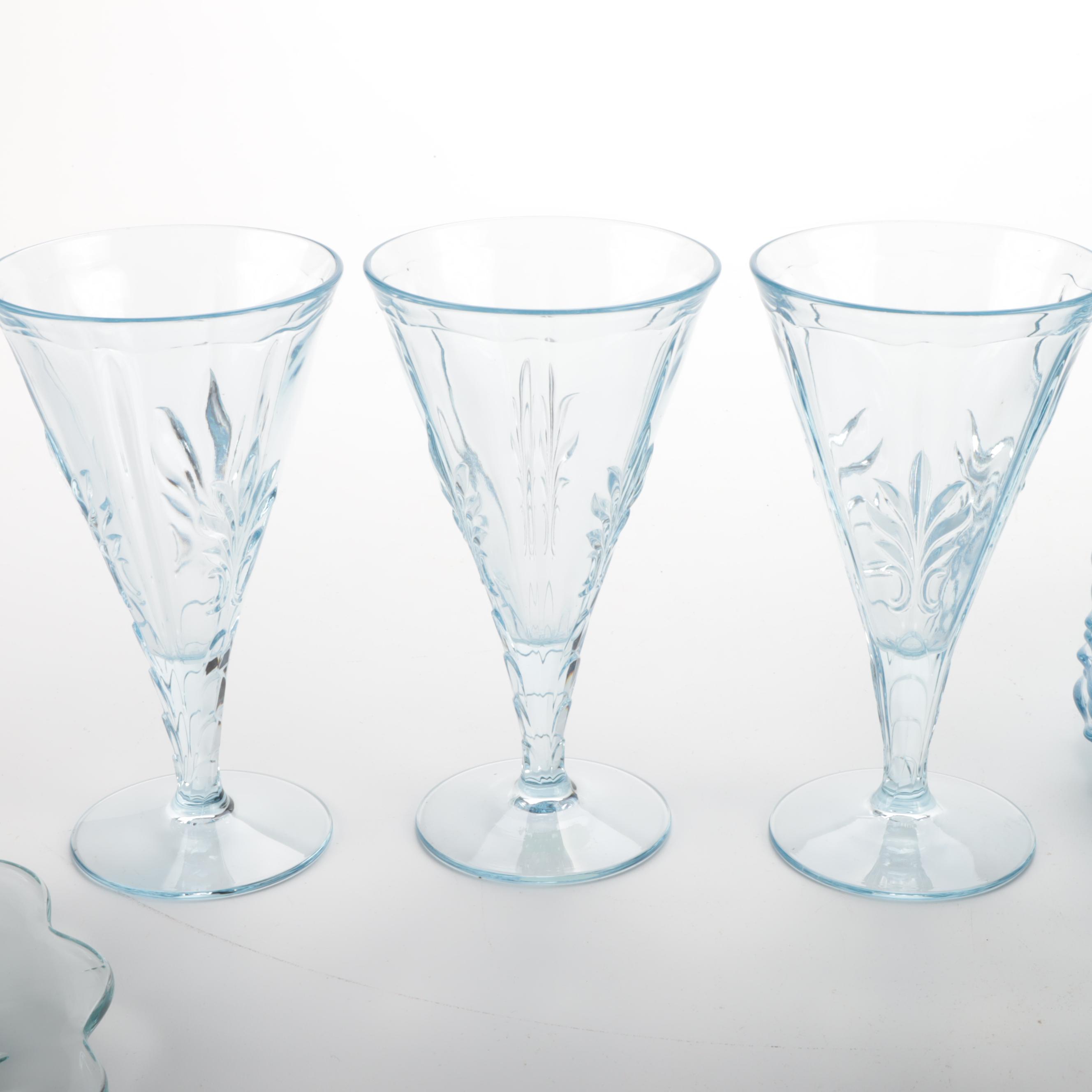 Fostoria Blue "Baroque" Glass with Complementary Patterns, MidCentury EBTH