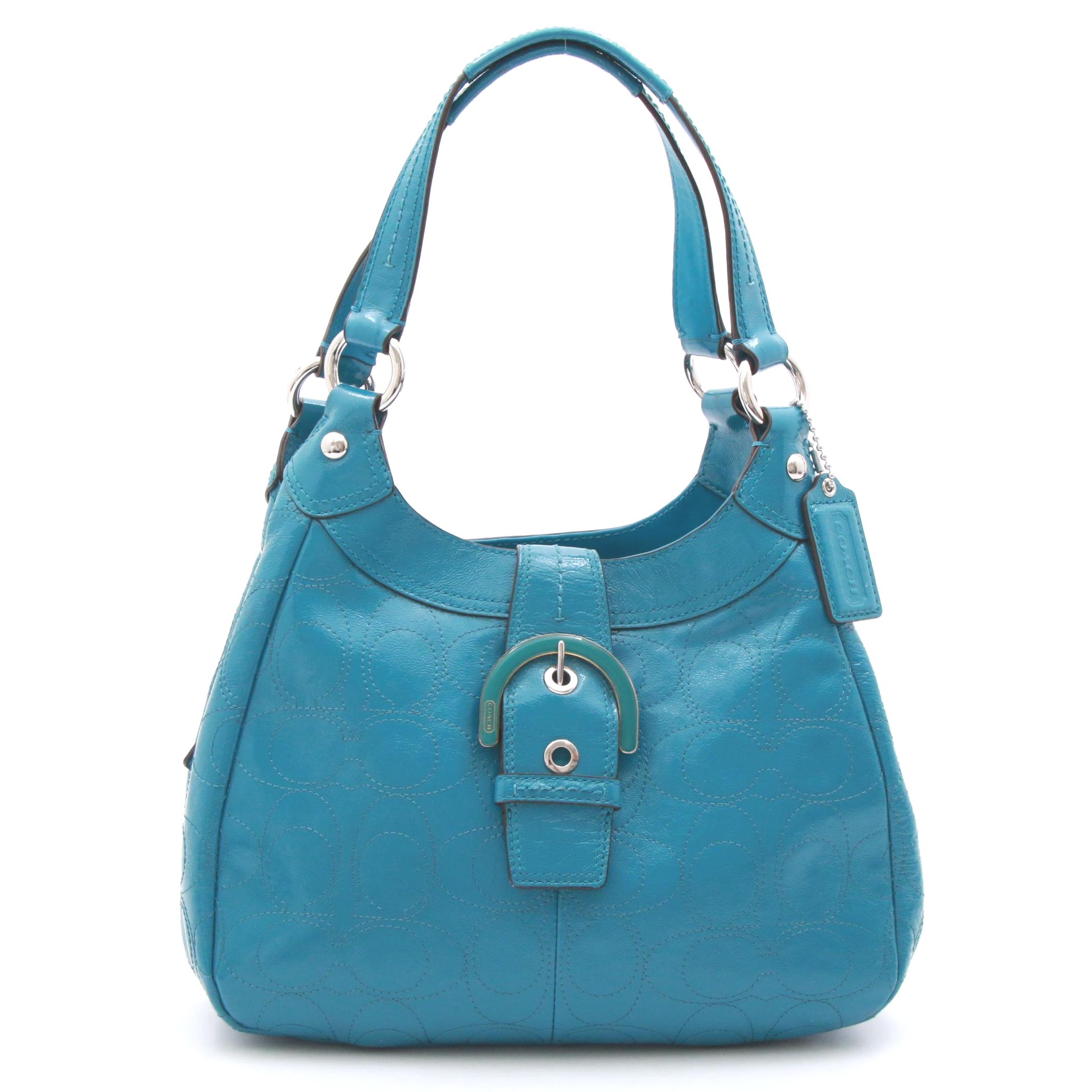 Coach Soho Turquoise Patent Leather Monogram Hobo Shoulder Bag EBTH
