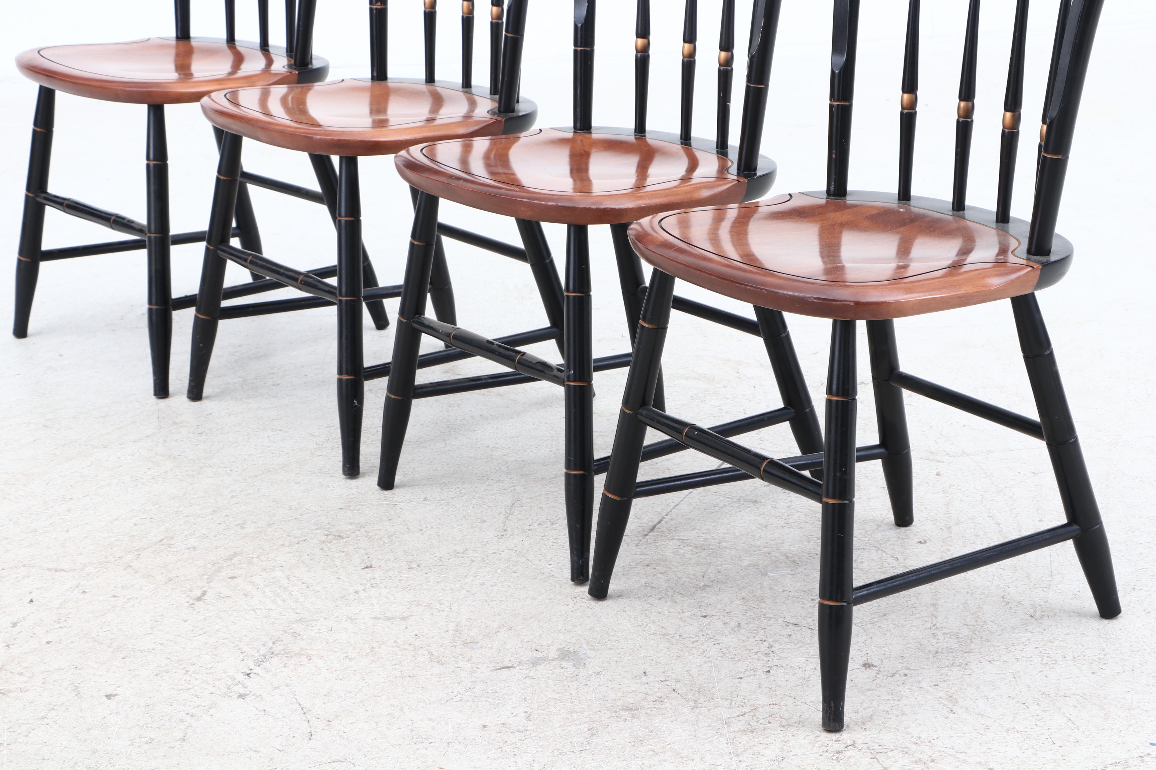 Painted Wood Stenciled Hitchcock Chairs, MidCentury EBTH