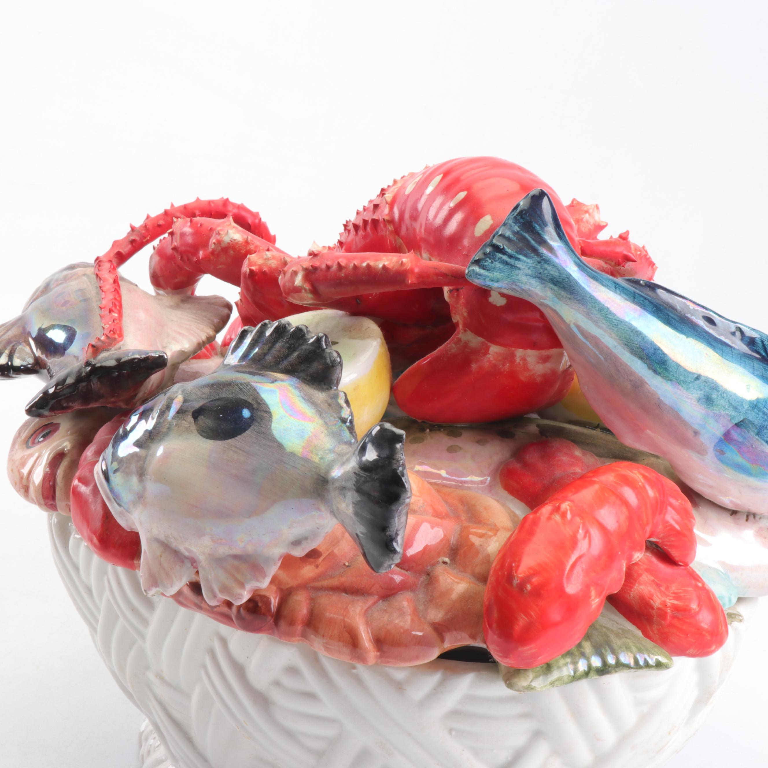 Porcelain Fish Boil Serving Pot EBTH