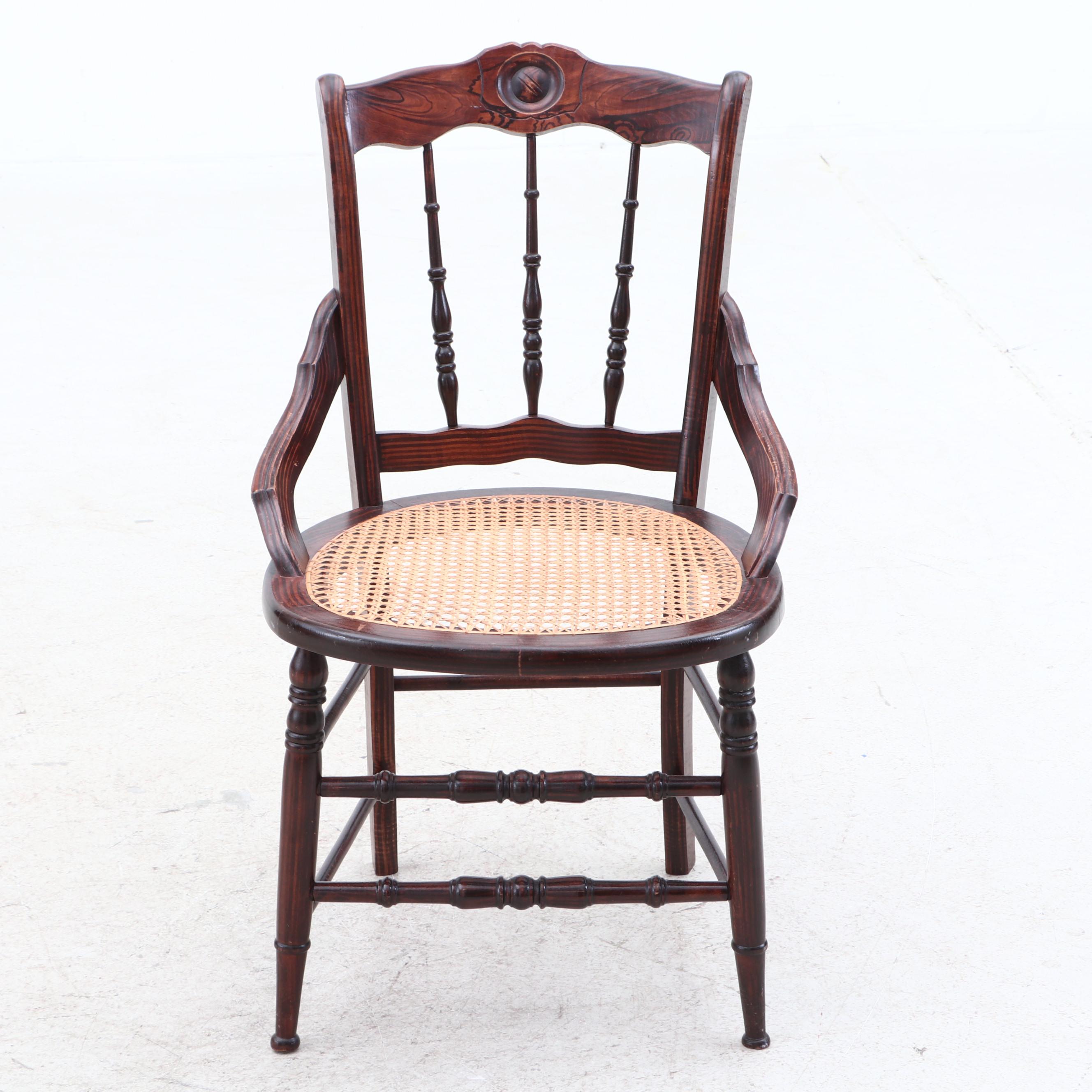 Victorian, Eastlake Style Cane Seat Poplar Side Chairs, Early 20th