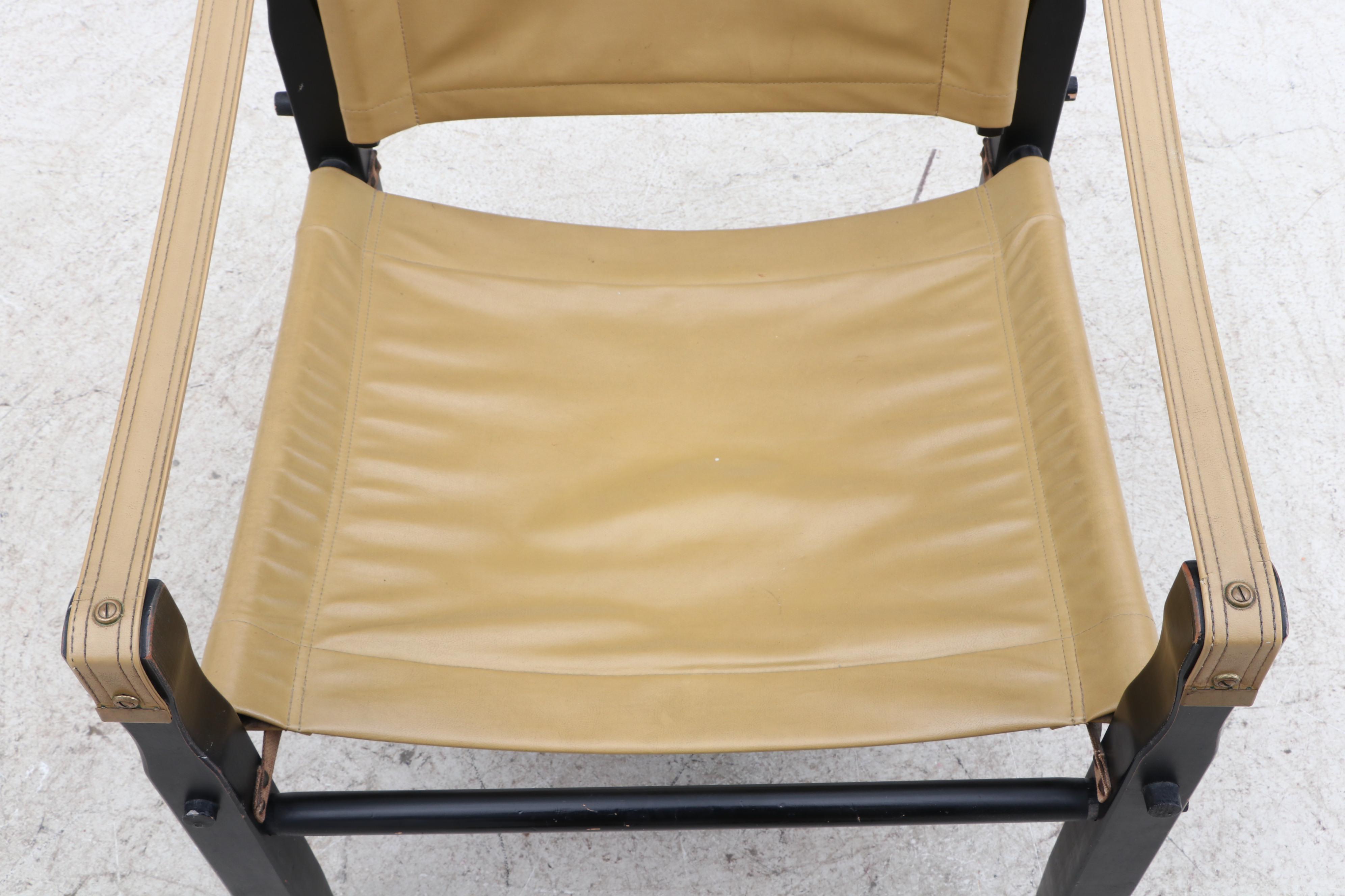 Gold Medal Folding Furniture Co. Vinyl and Wood Arm Chairs, MidCentury