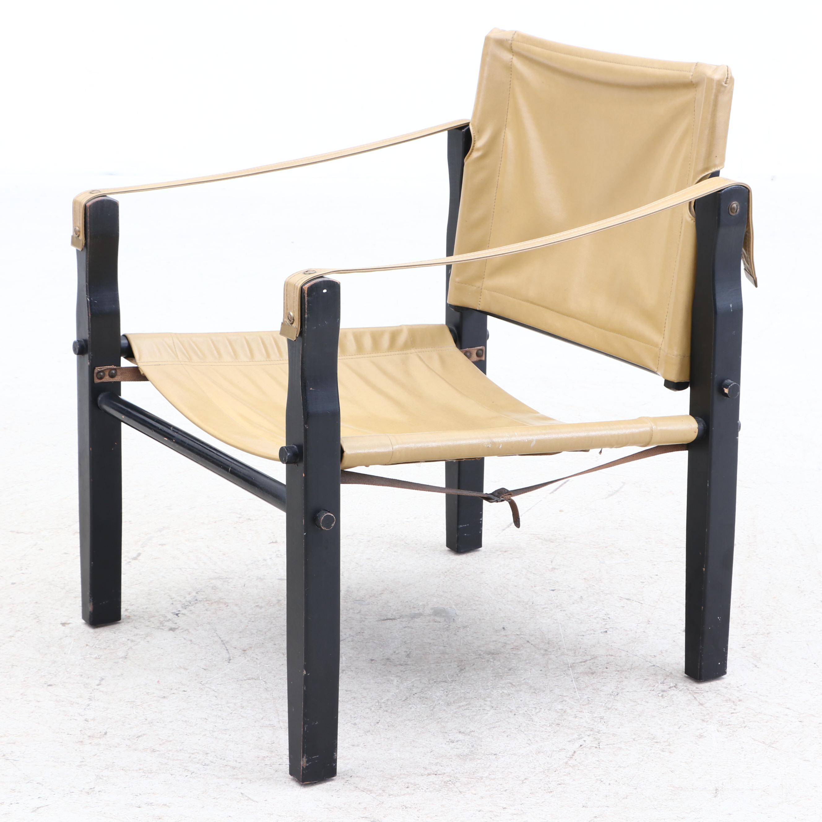 Gold Medal Folding Furniture Co. Vinyl and Wood Arm Chairs, MidCentury