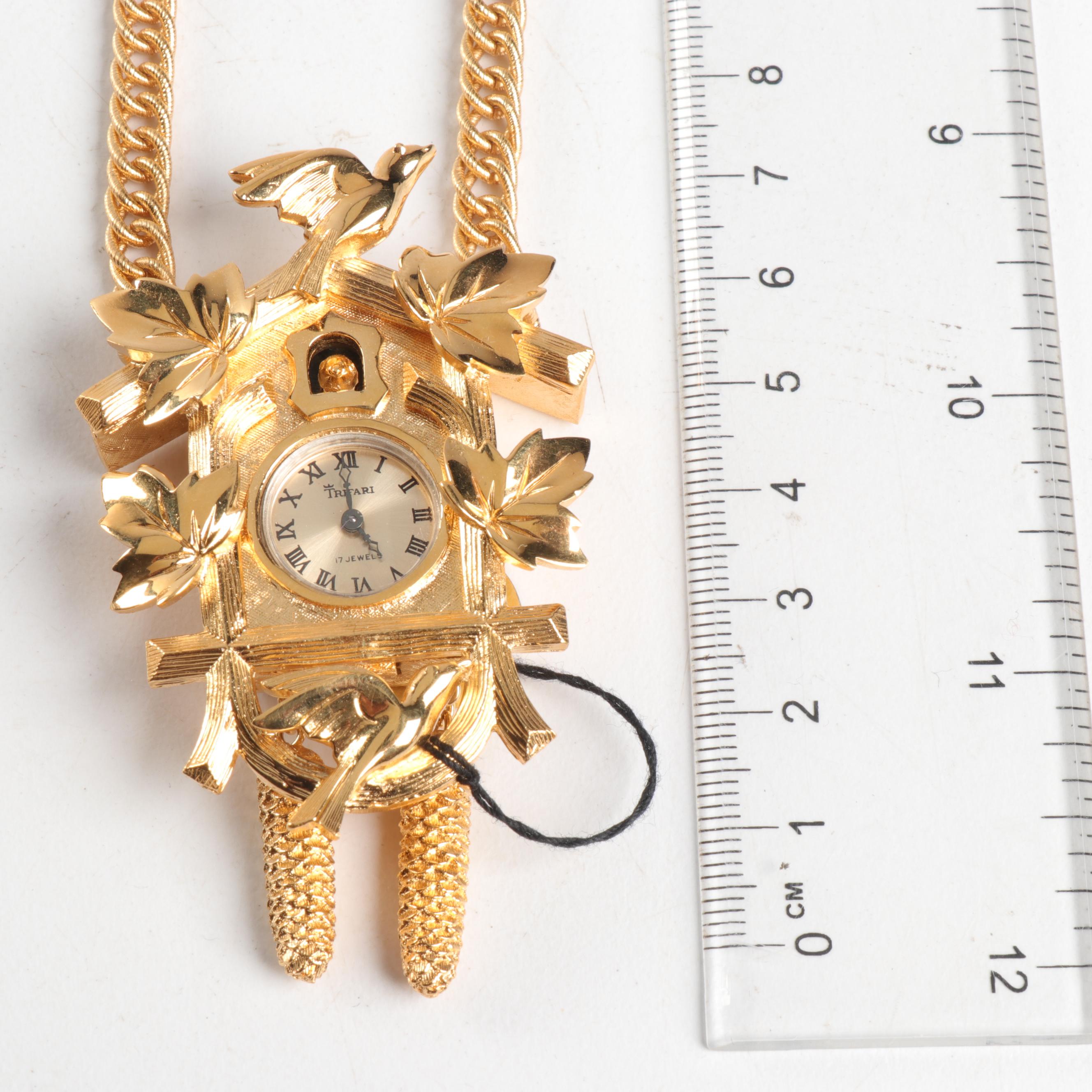 Crown Trifari Cuckoo Clock Necklace, Hobe Rhinestone Set and More