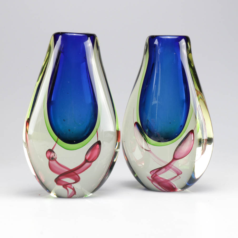 Blown Glass Vases in the Style of Eickholt, Late 20th Century EBTH