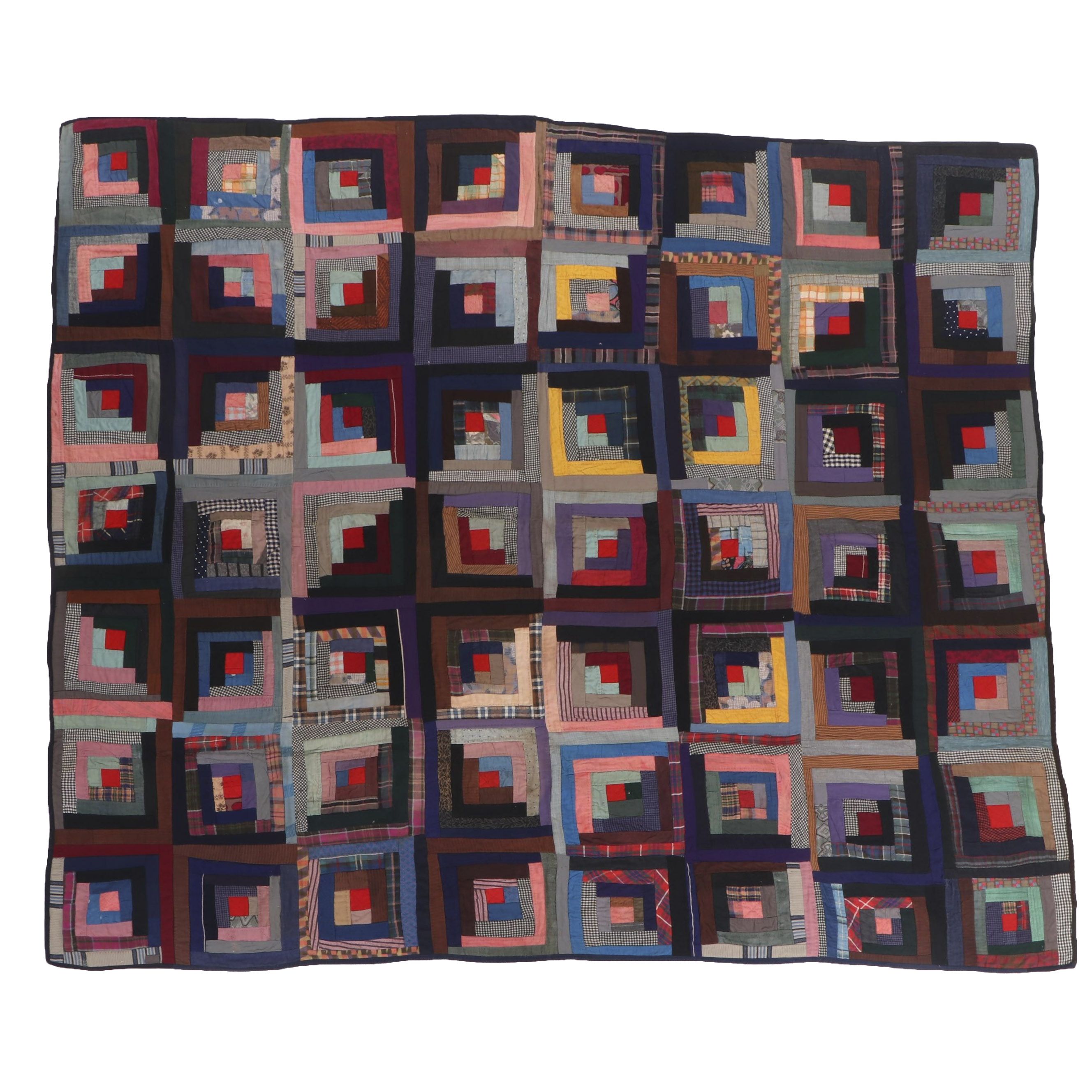 Handmade Log Cabin Quilt EBTH
