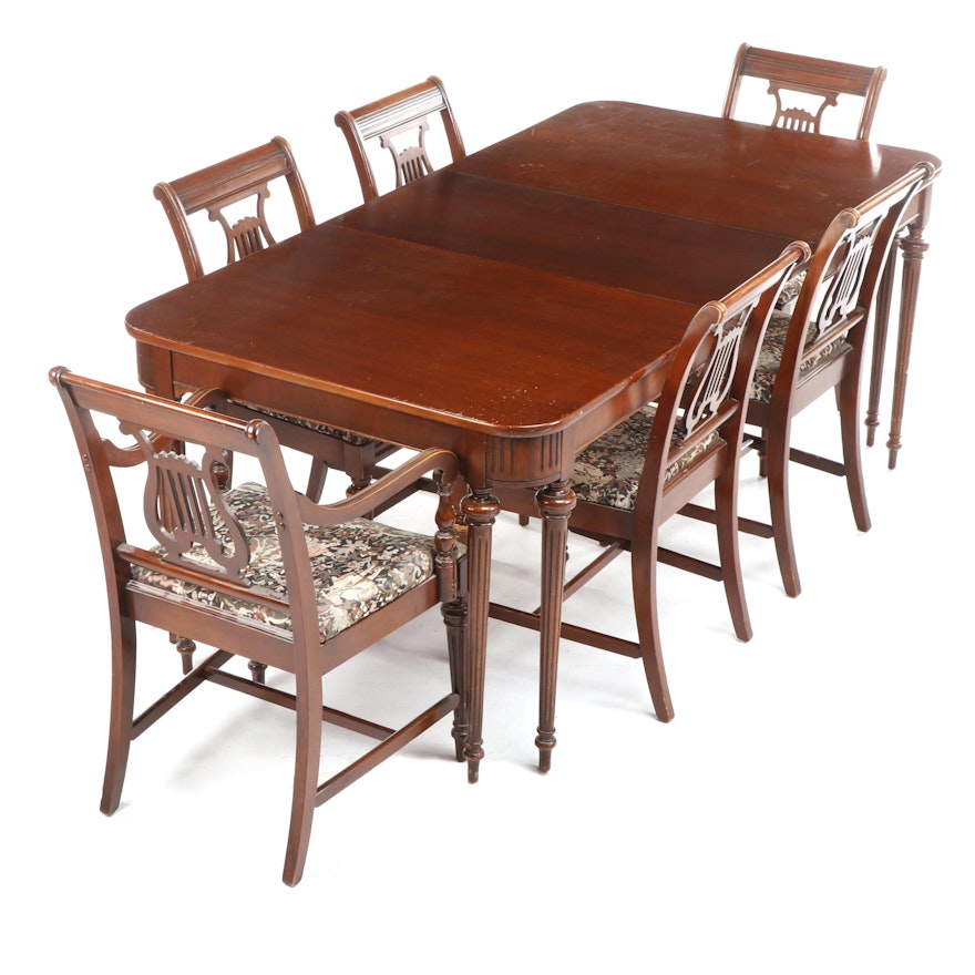 John M Smyth Federal Style Mahogany Dining Table With Lyre Back