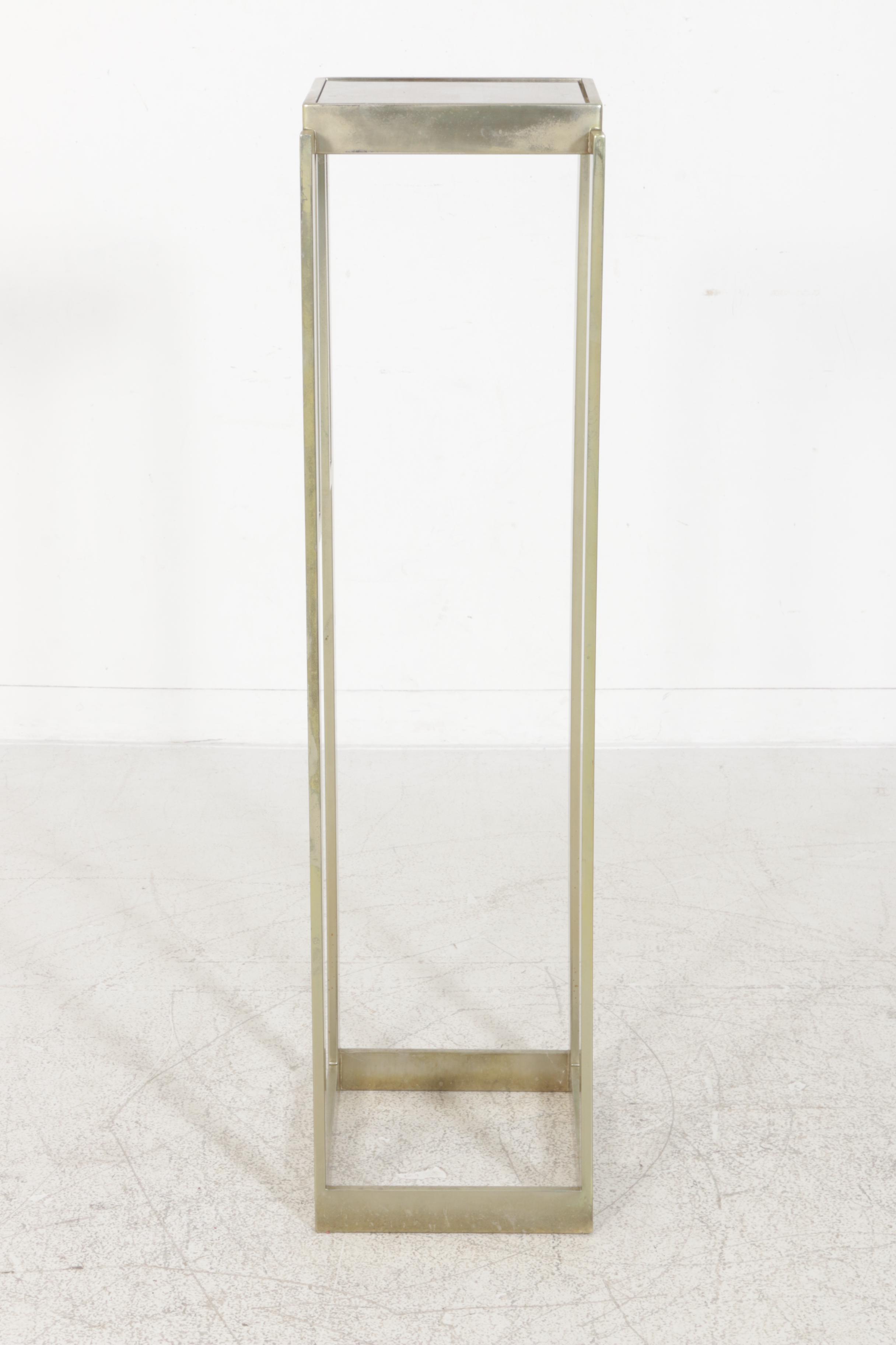 Metal Frame Glass Top Plant Stand EBTH