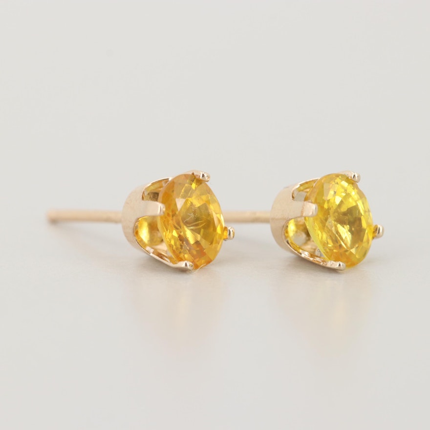 14K Yellow Gold Yellow Sapphire Stud Earrings | EBTH