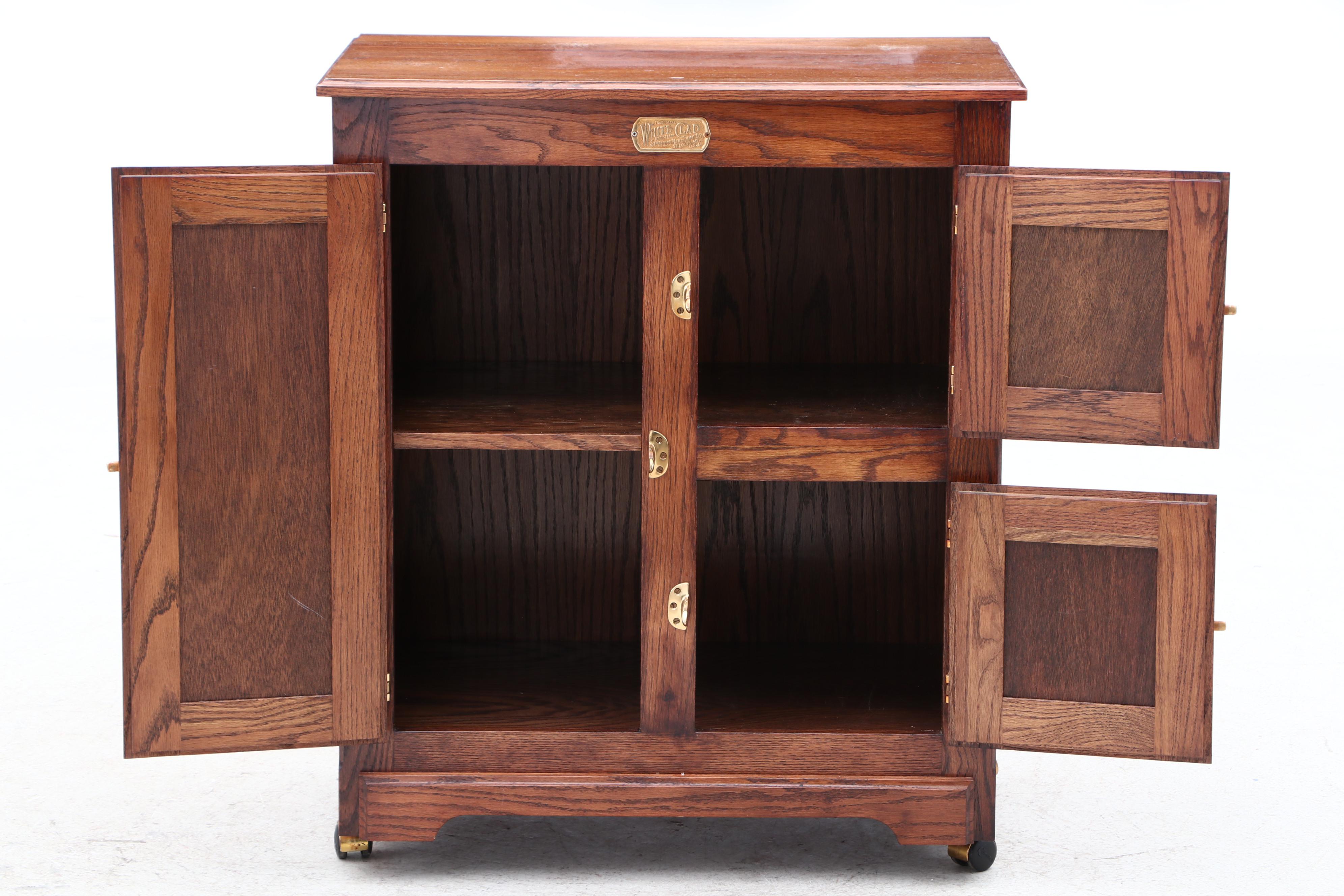 White Clad Simmons Hardware Co. Replica Oak Ice Box EBTH