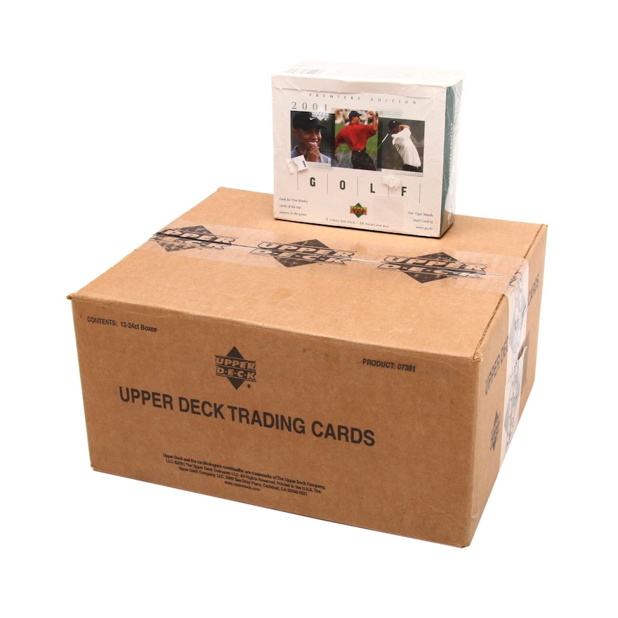 2001 Upper Deck Premier Golf Cards Vendor Case, Boxes with Tiger Woods | EBTH