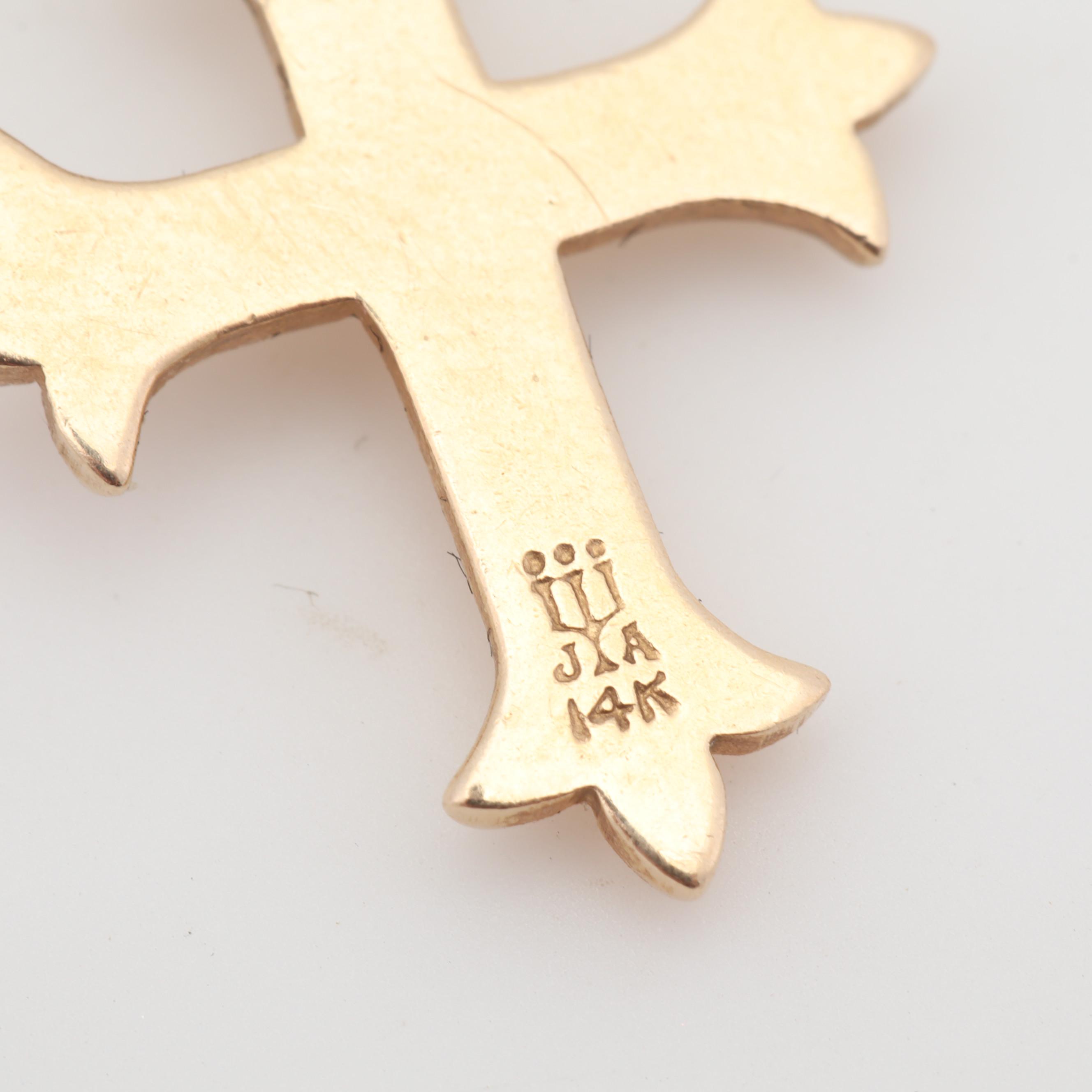 14K James Avery Yellow Gold Cross Pendant EBTH