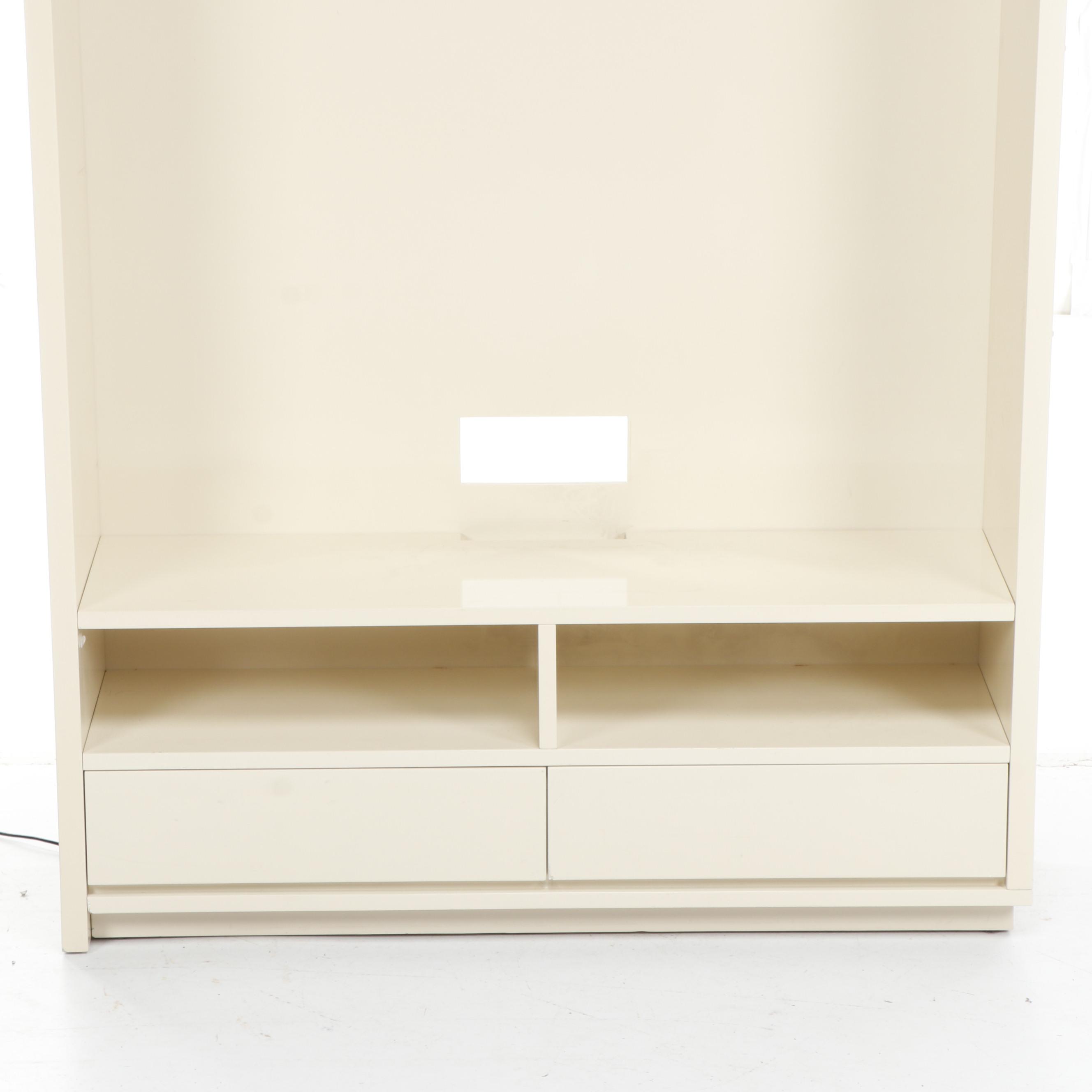 Contemporary Glossy Finished Eggshell White Entertainment EBTH