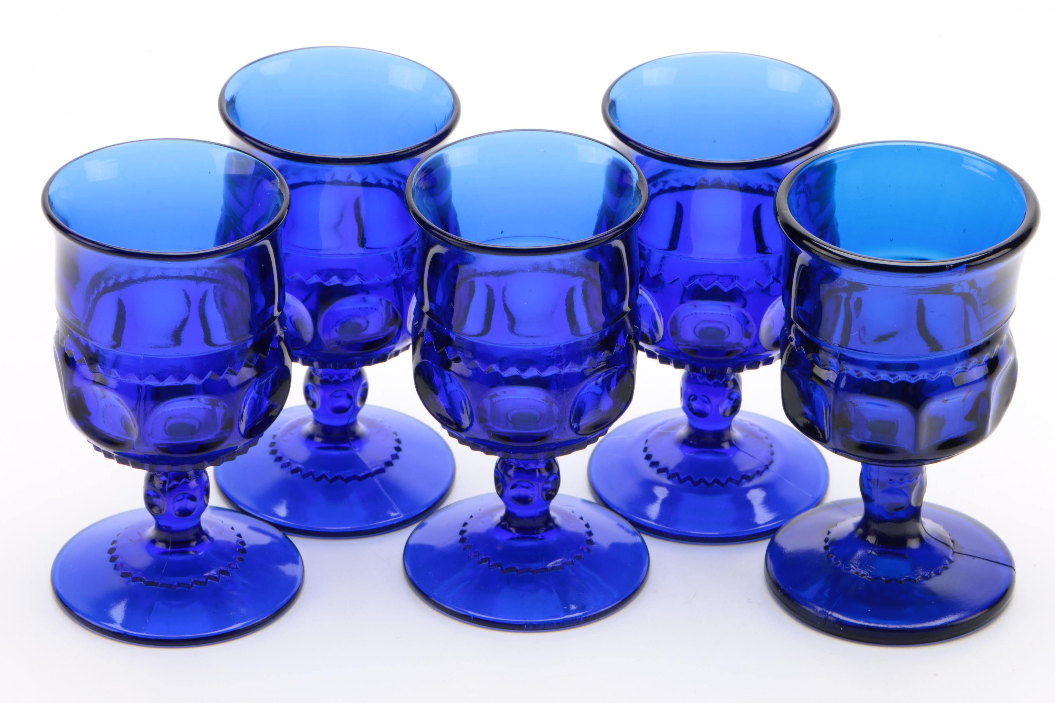 Cobalt Blue Pressed Glass Drinkware EBTH