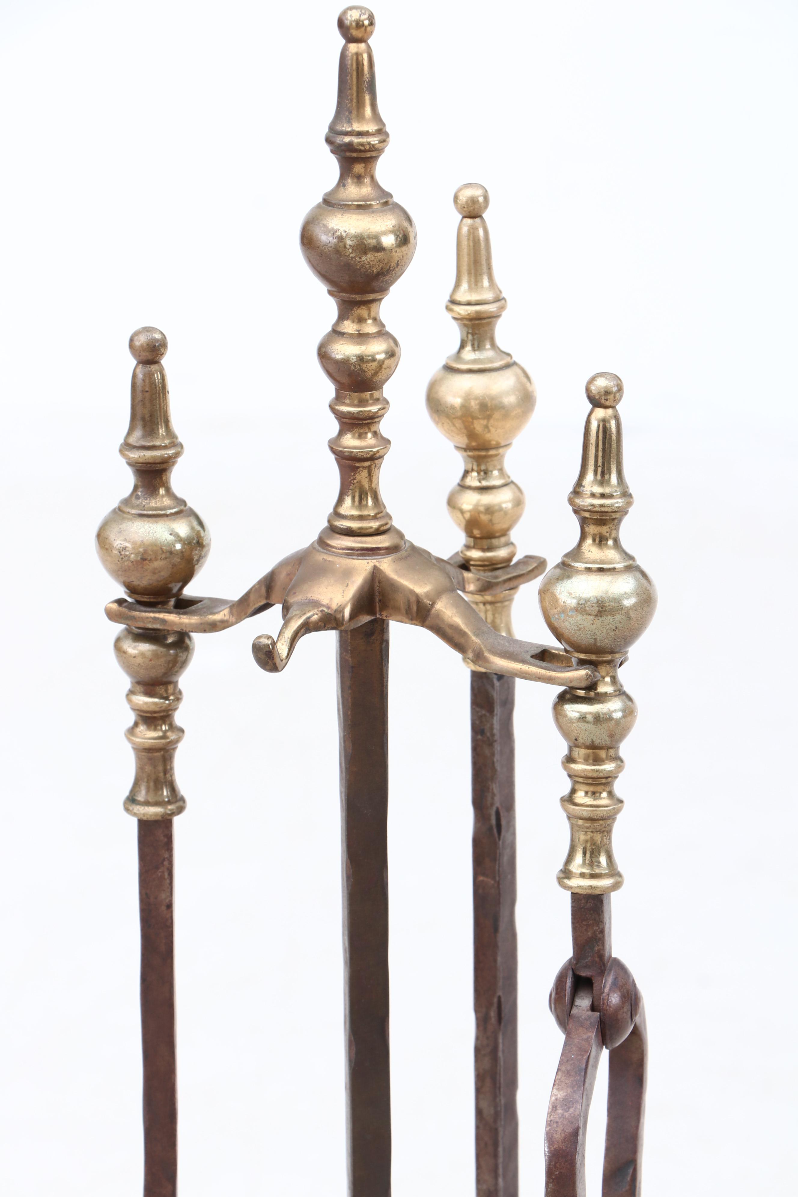 Brass Fireplace Screen and Tools EBTH