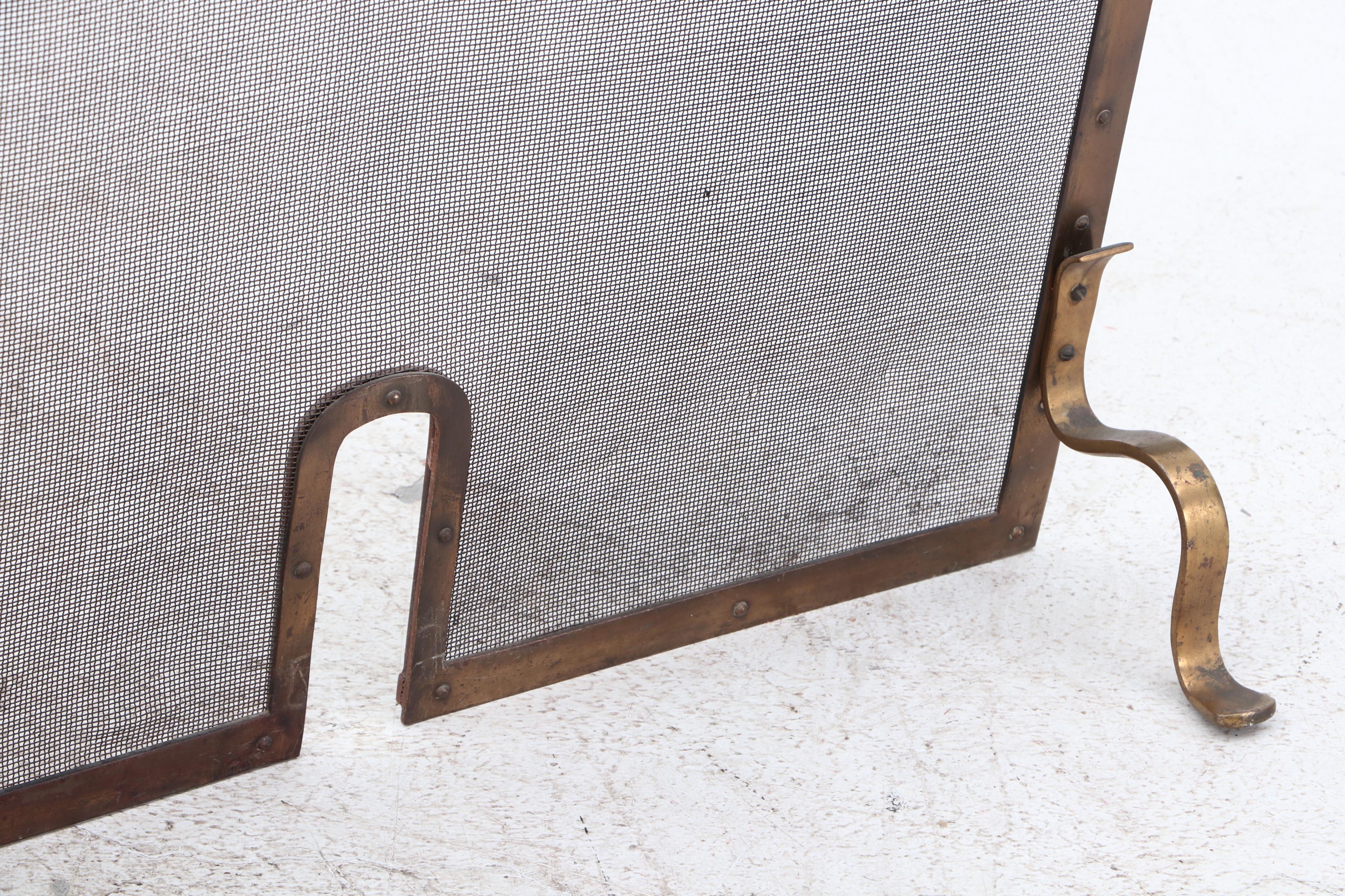 Brass Fireplace Screen and Tools EBTH