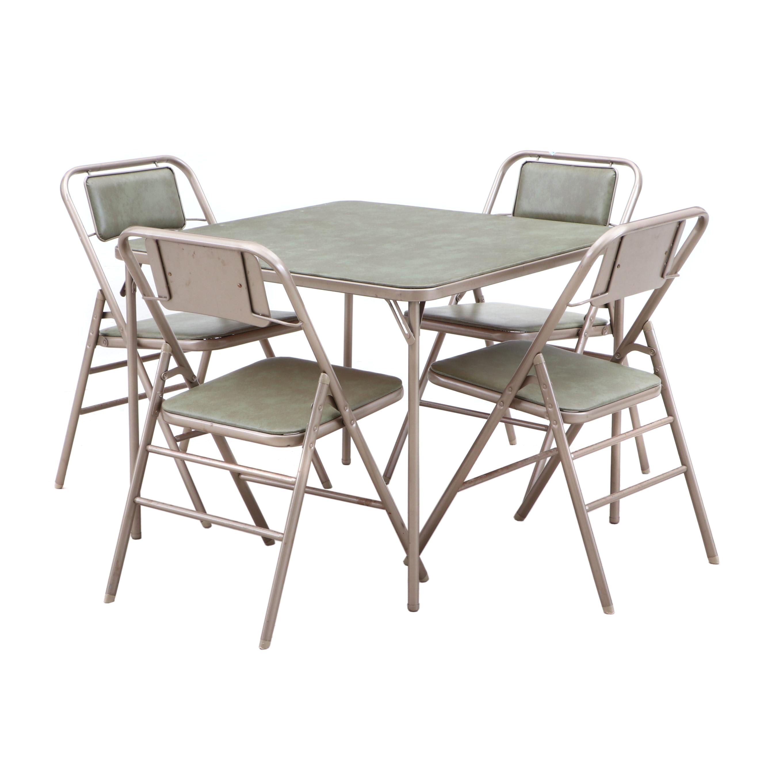 Samsonite Metal And Vinyl Folding Card Table And Chairs