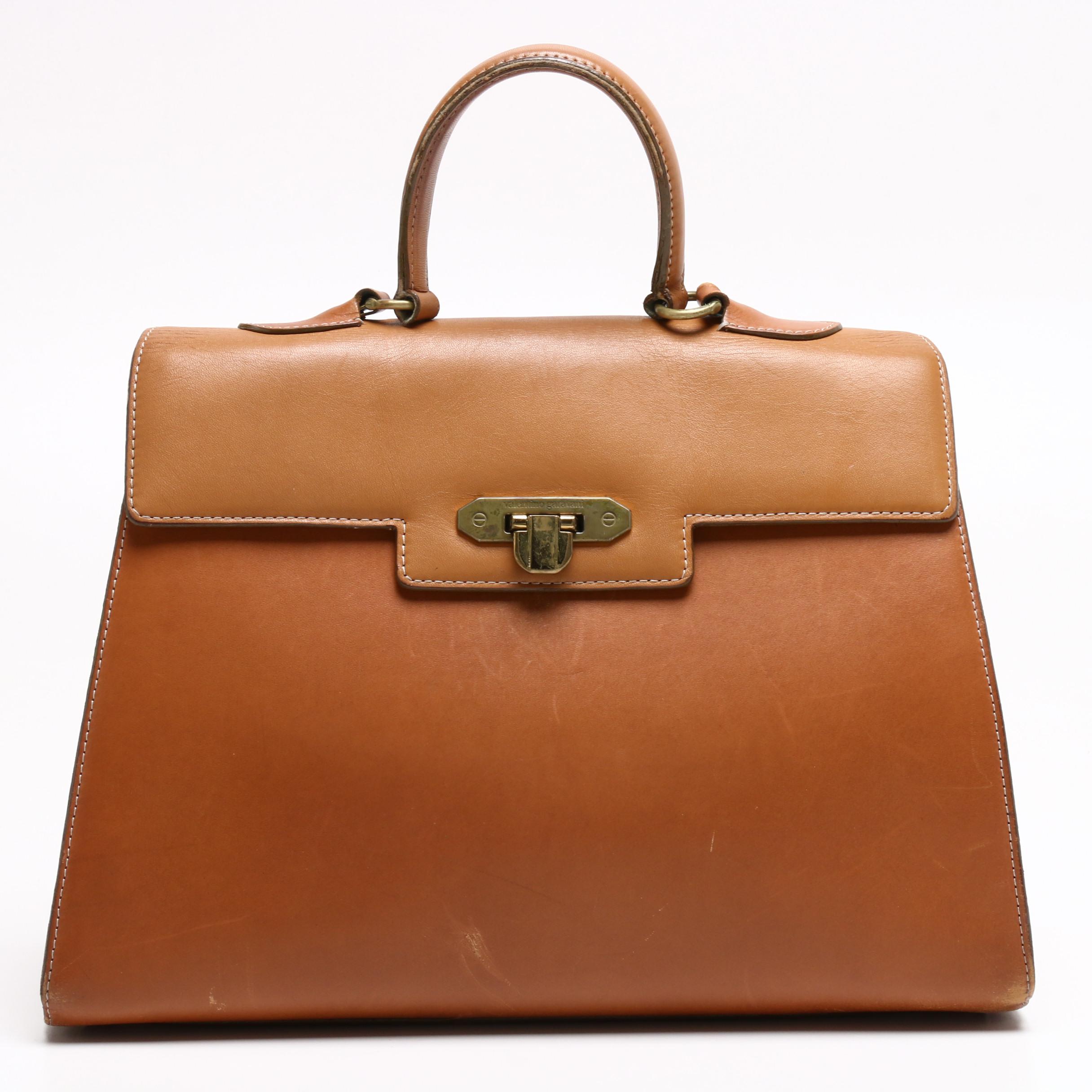 Valentino Garavani Tan Leather Trapeze Top Handle Bag EBTH