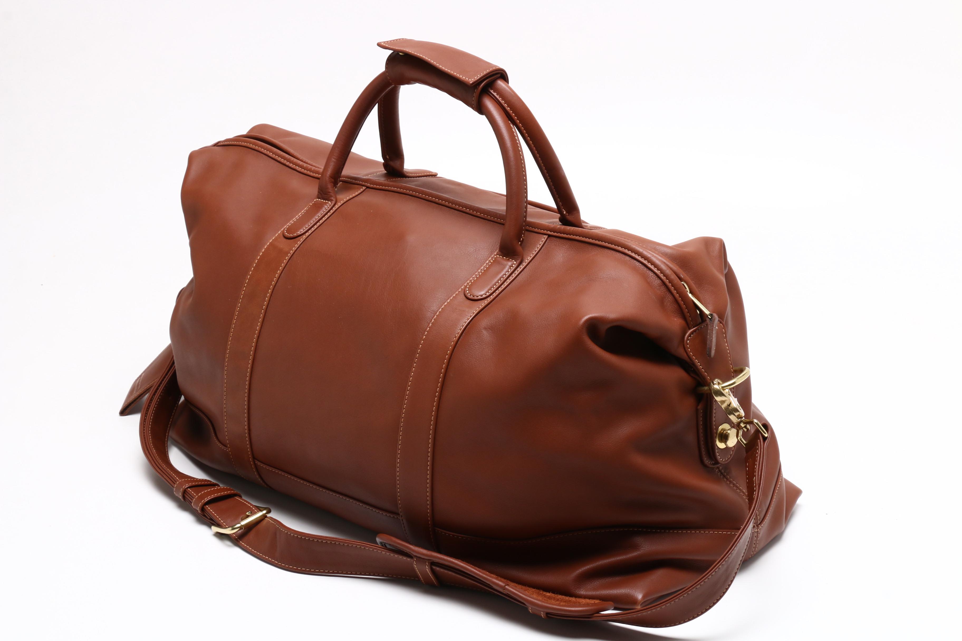 Coach Travel Collection British Tan Leather Weekender Duffel Bag EBTH