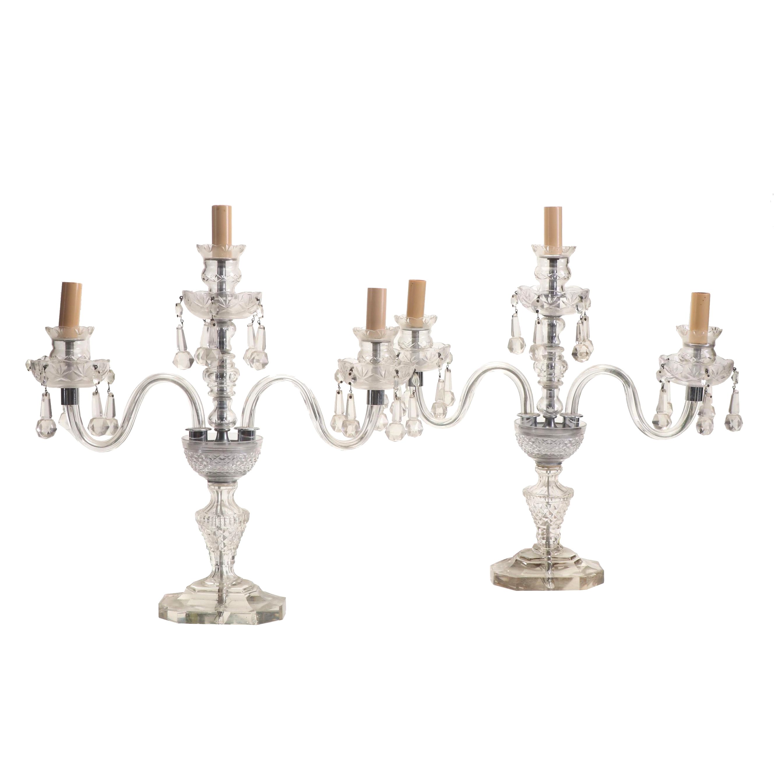 Cut Glass and Prism Electric Candelabra Table Lamps EBTH