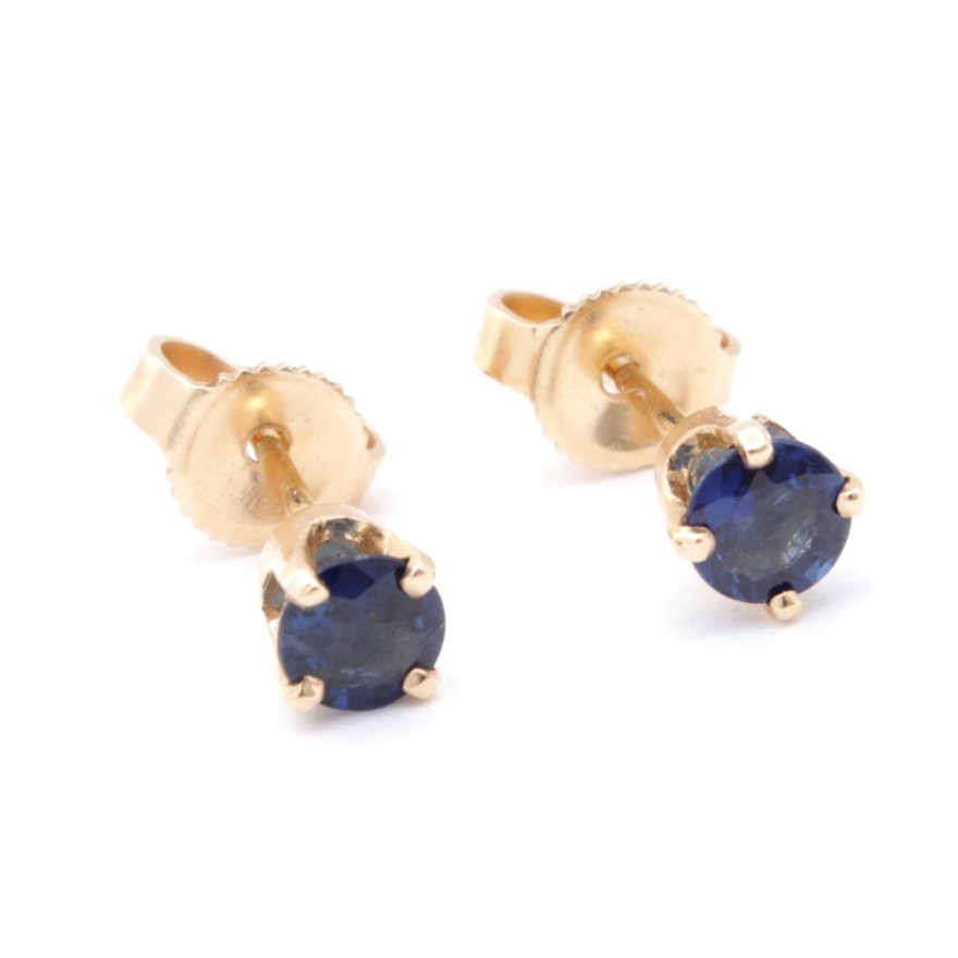 14K Yellow Gold Sapphire Stud Earrings | EBTH