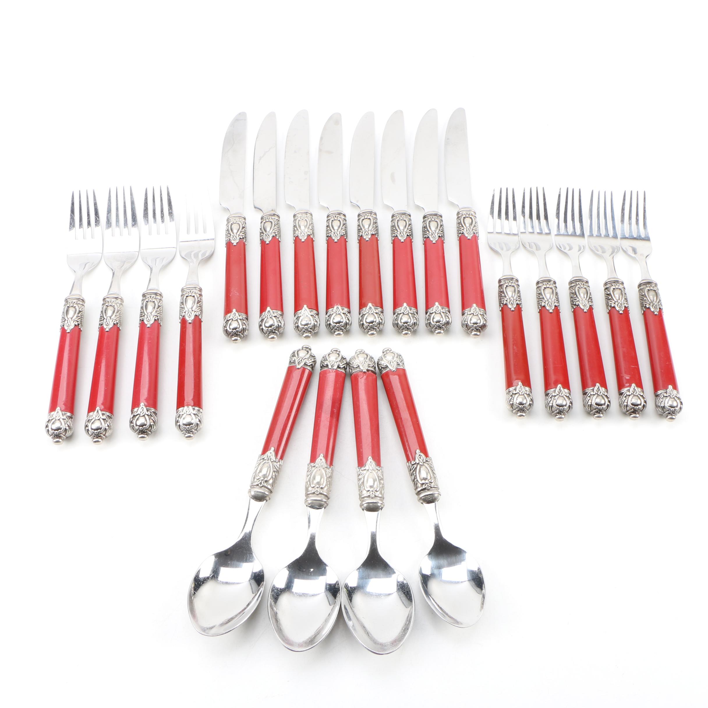 Hampton Silversmiths Stainless Steel "San Remo" Flatware in Red EBTH
