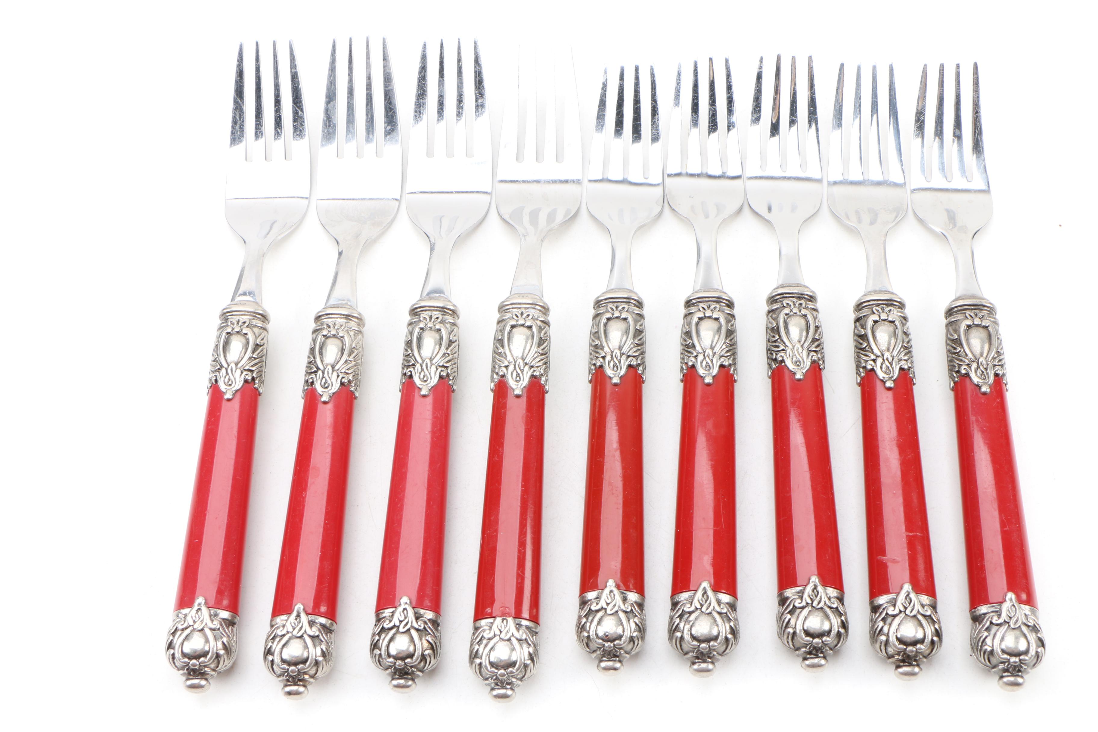 Hampton Silversmiths Stainless Steel "San Remo" Flatware in Red EBTH