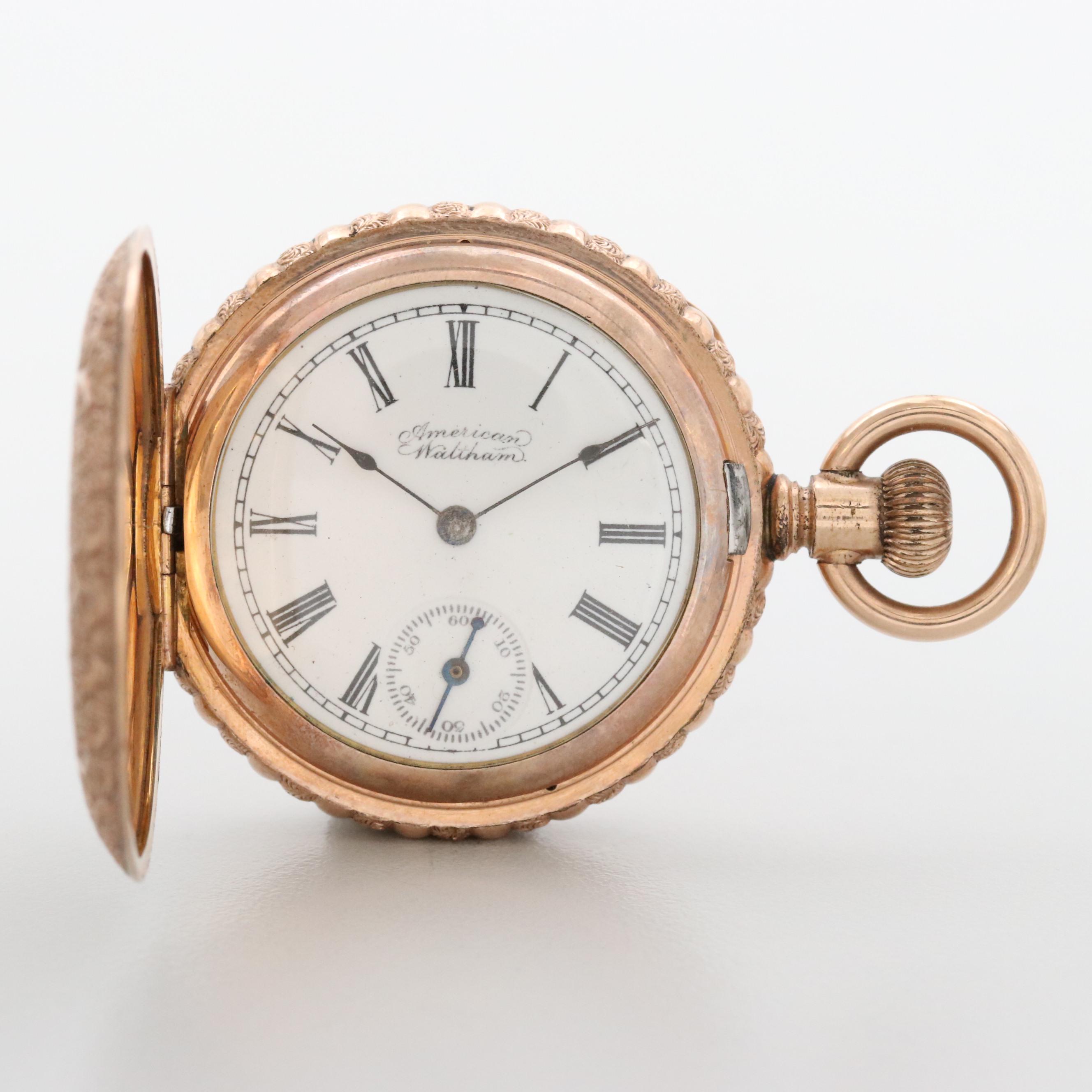 Antique Waltham 14K Rose Gold Filled Hunter Case Pocket Watch, 1896 EBTH