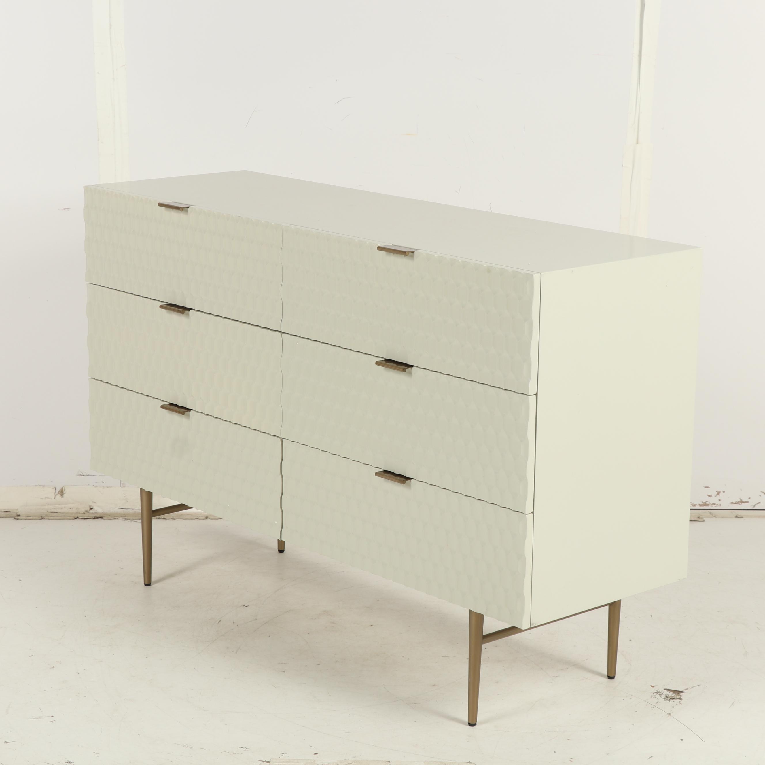 West Elm Credenza with White Finish and GoldTone Legs EBTH