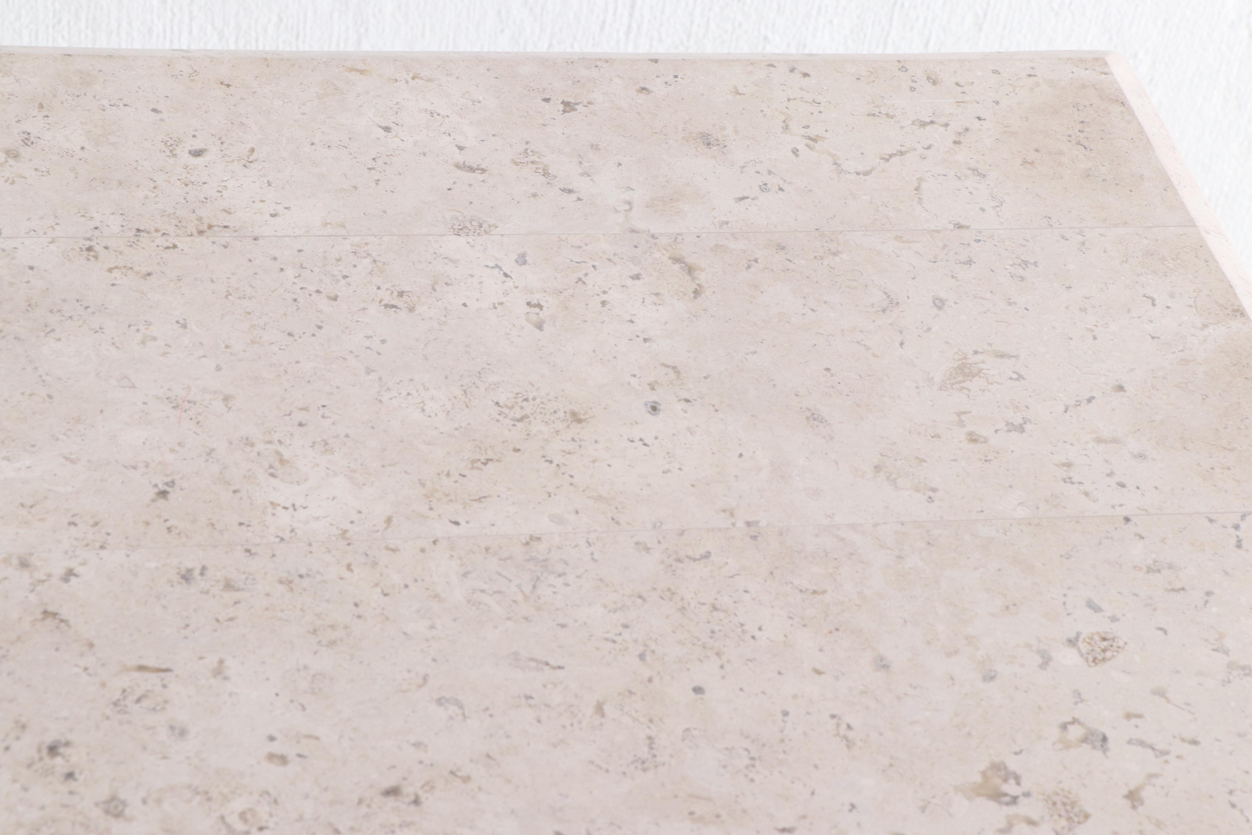 Bernhardt Travertine Dining Table with Black Lacquered Base EBTH