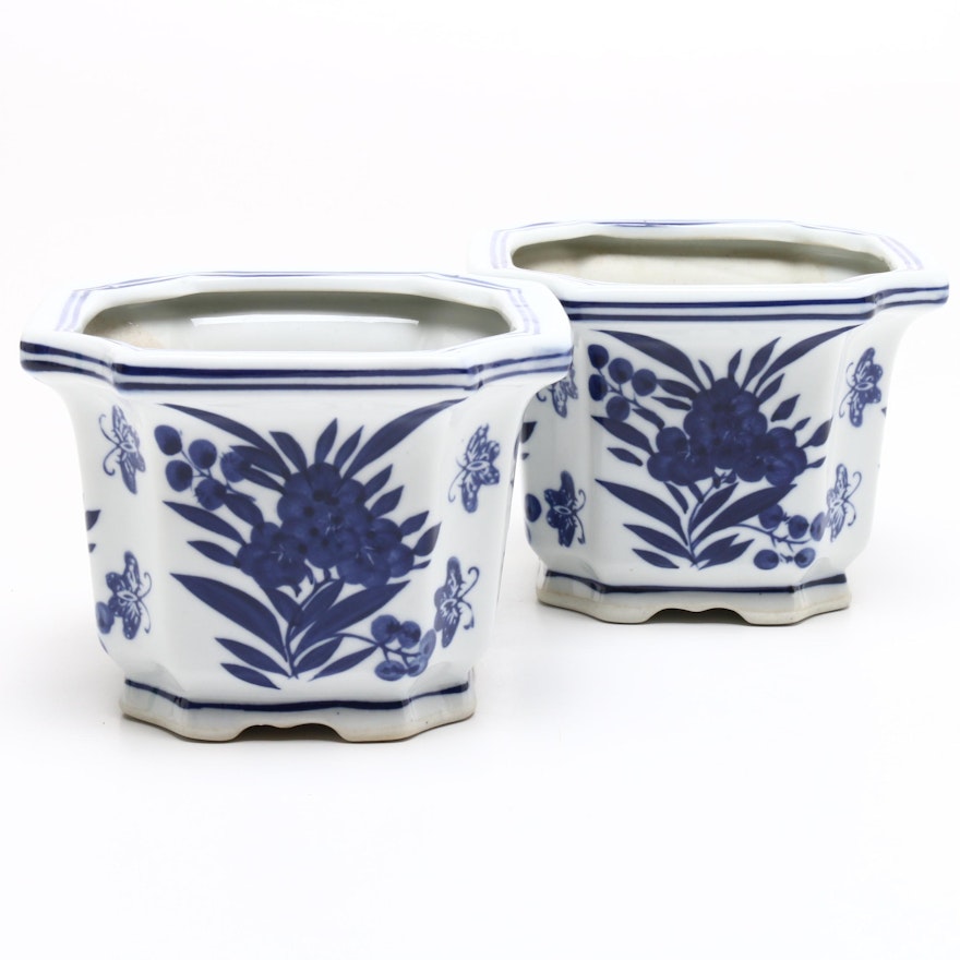 Chinese Blue and White Porcelain Planters, Mid-Century | EBTH
