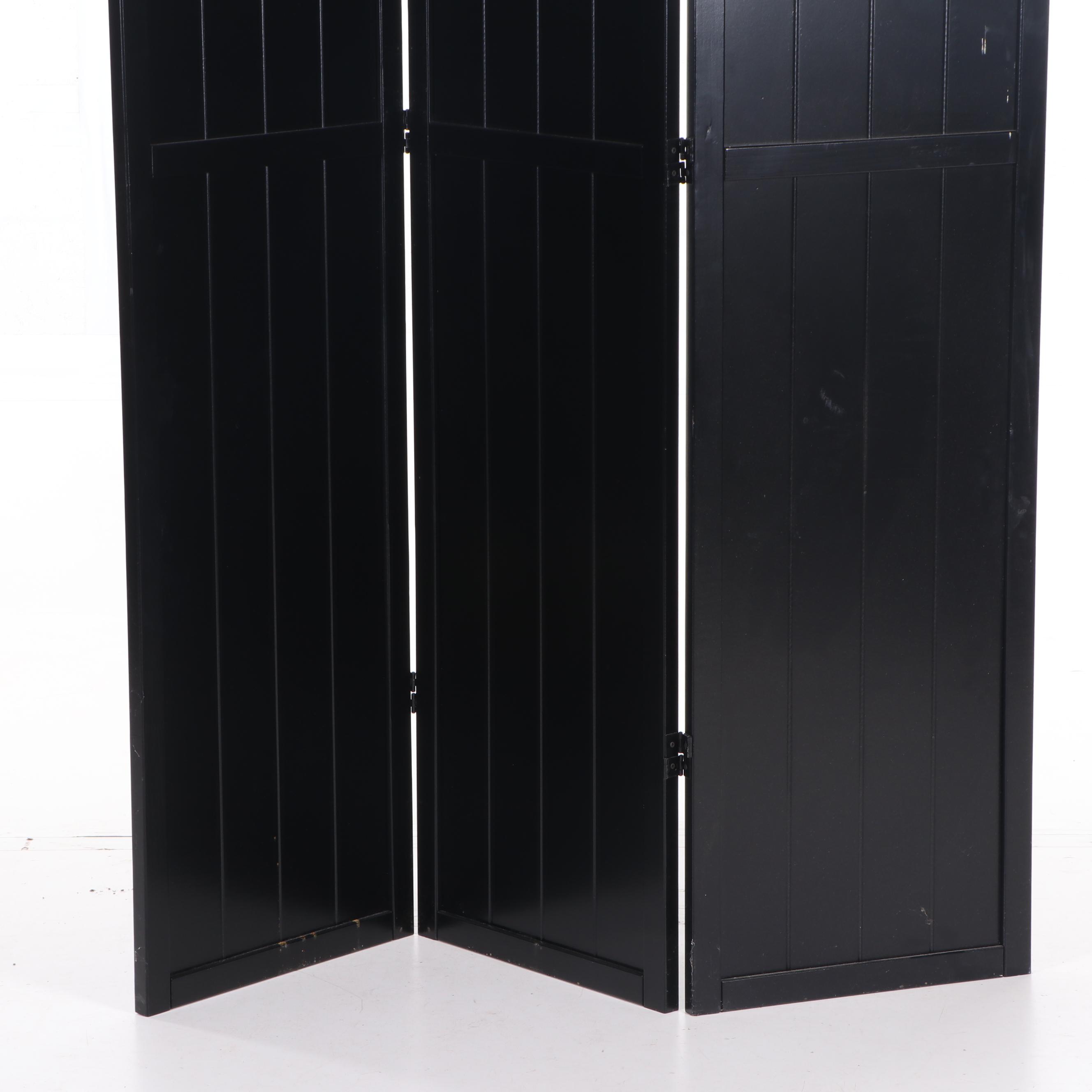 Painted Wood Three Panel Folding Screen EBTH