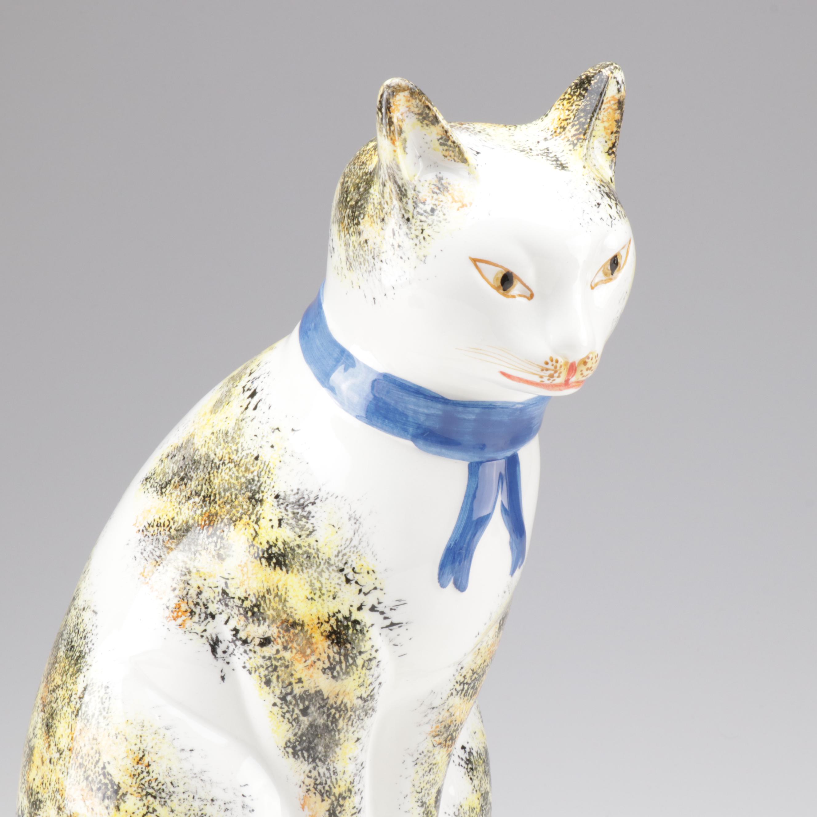 Metropolitan Museum of Art Porcelain Cat Statue, Vintage EBTH