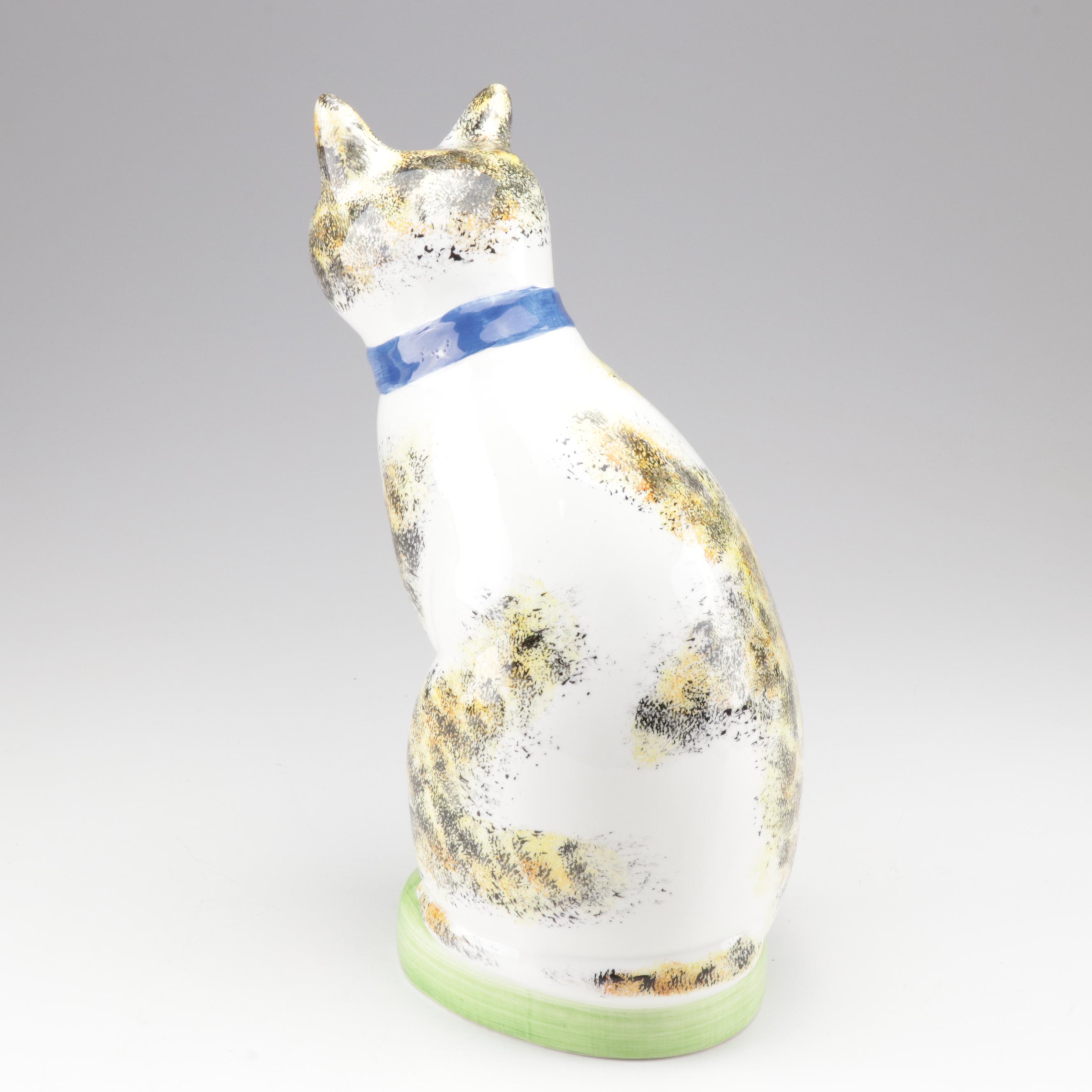 Metropolitan Museum of Art Porcelain Cat Statue, Vintage EBTH