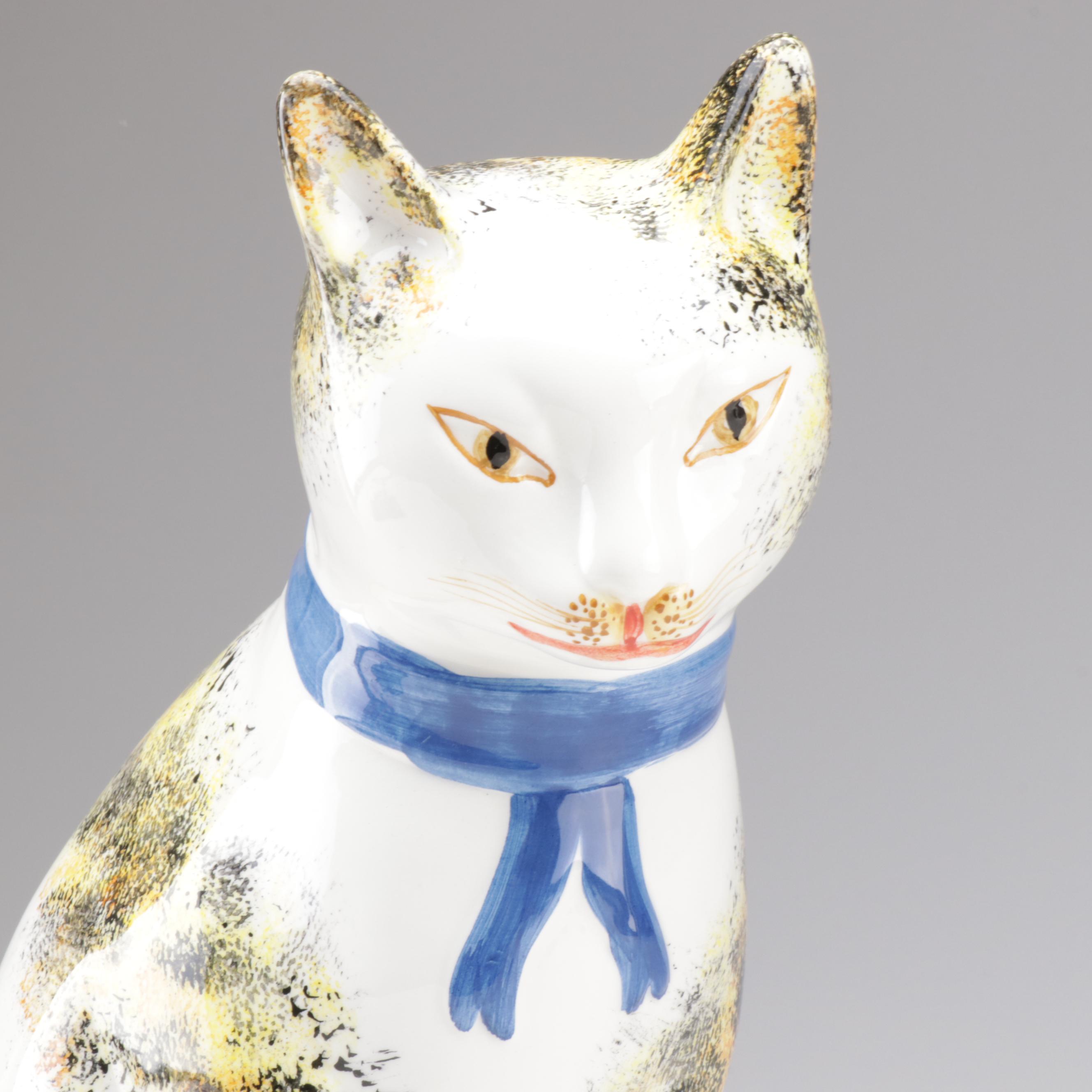 Metropolitan Museum of Art Porcelain Cat Statue, Vintage EBTH