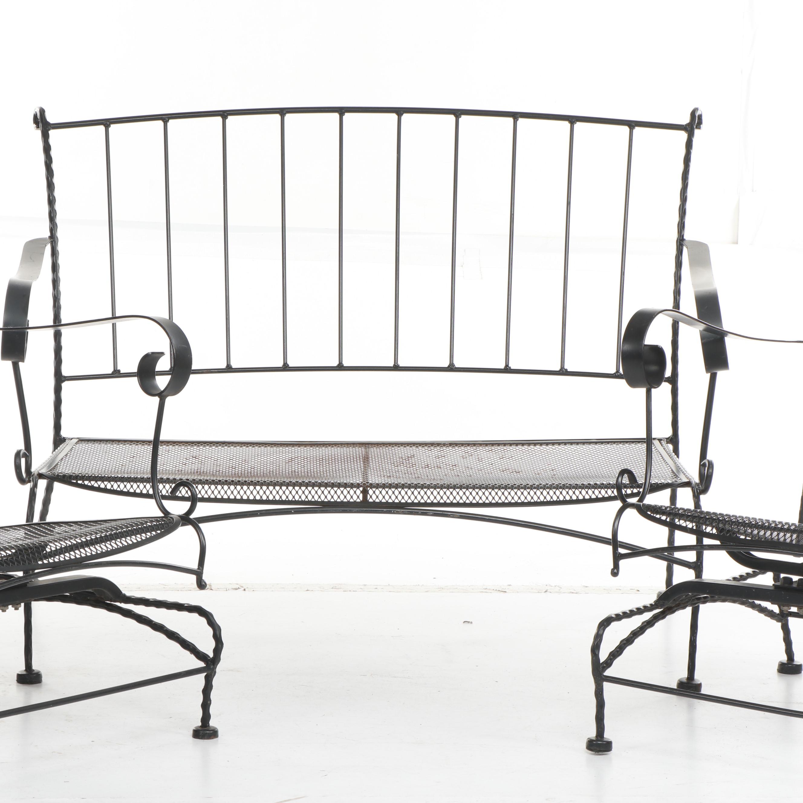 Contemporary Black Metal Patio Loveseat and Armchairs EBTH