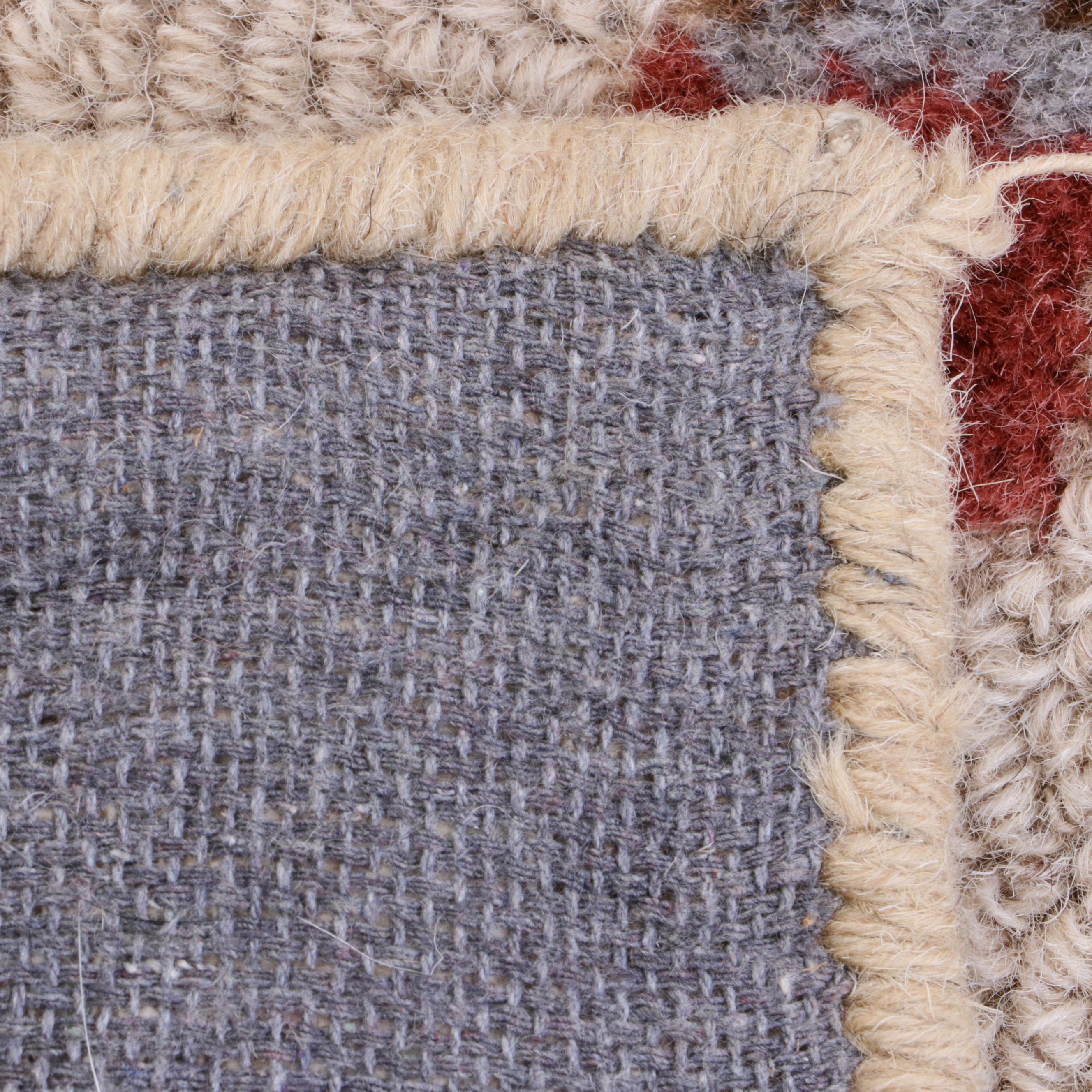 Pottery Barn Woolmark "Bird Floral" Indian Loop Pile Wool Area Rug EBTH