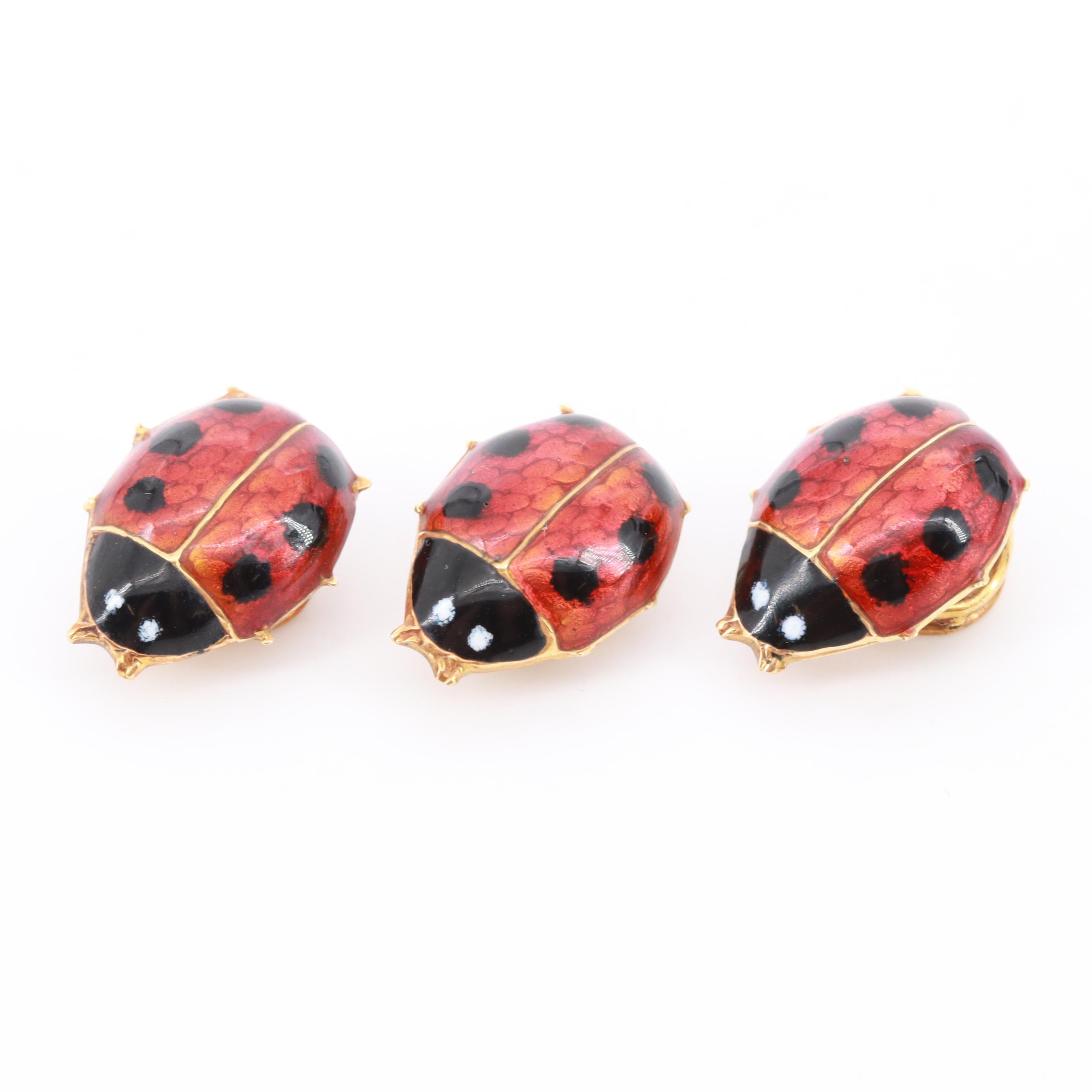 3 Pack Cute Ladybug Brooch Pins - Crystal Insect Enamel Lapel Pins For Women, Fashion Jewelry Gift