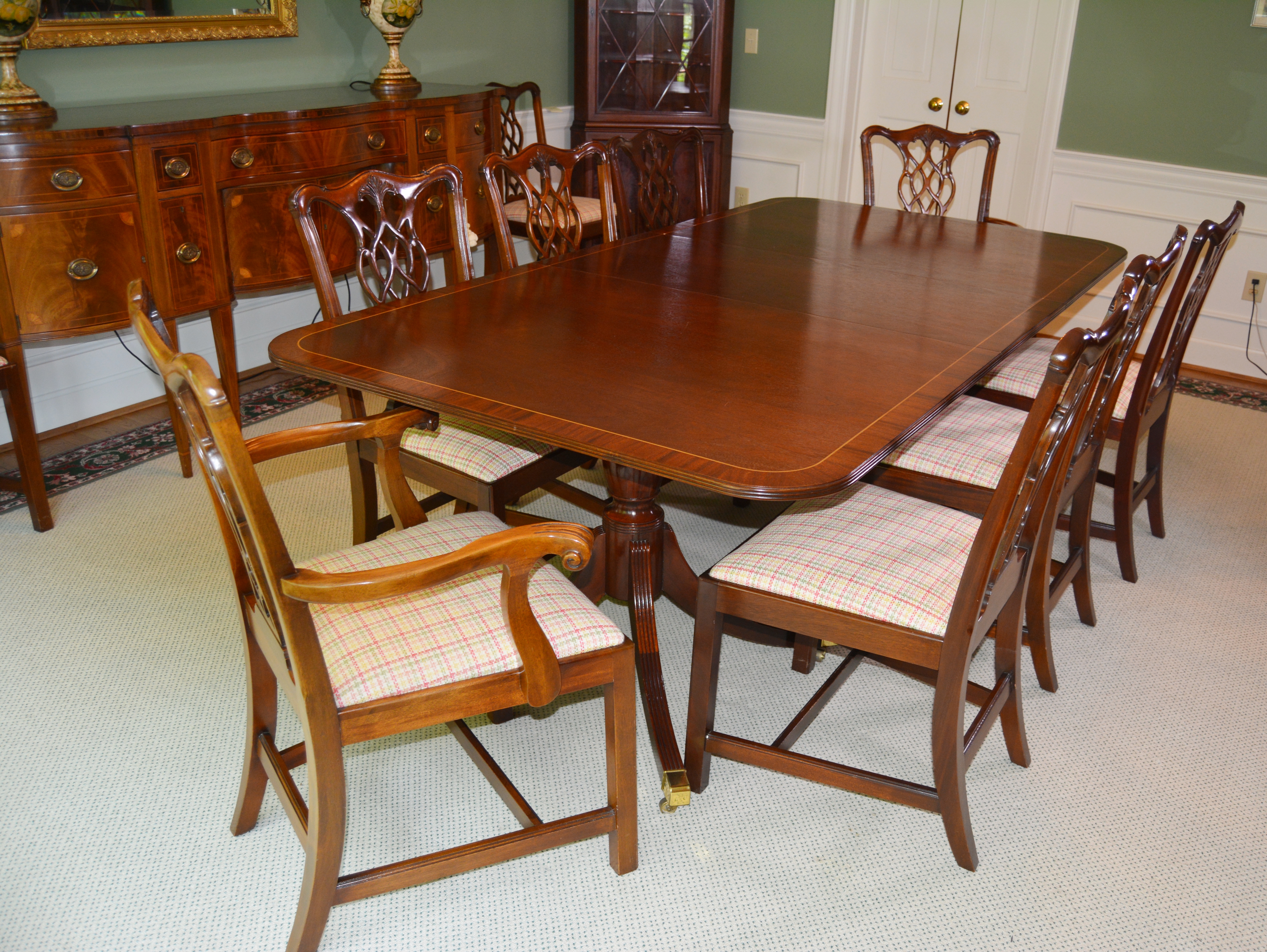 Baker Historic Charleston Dining Table with Baker Chippendale Dining