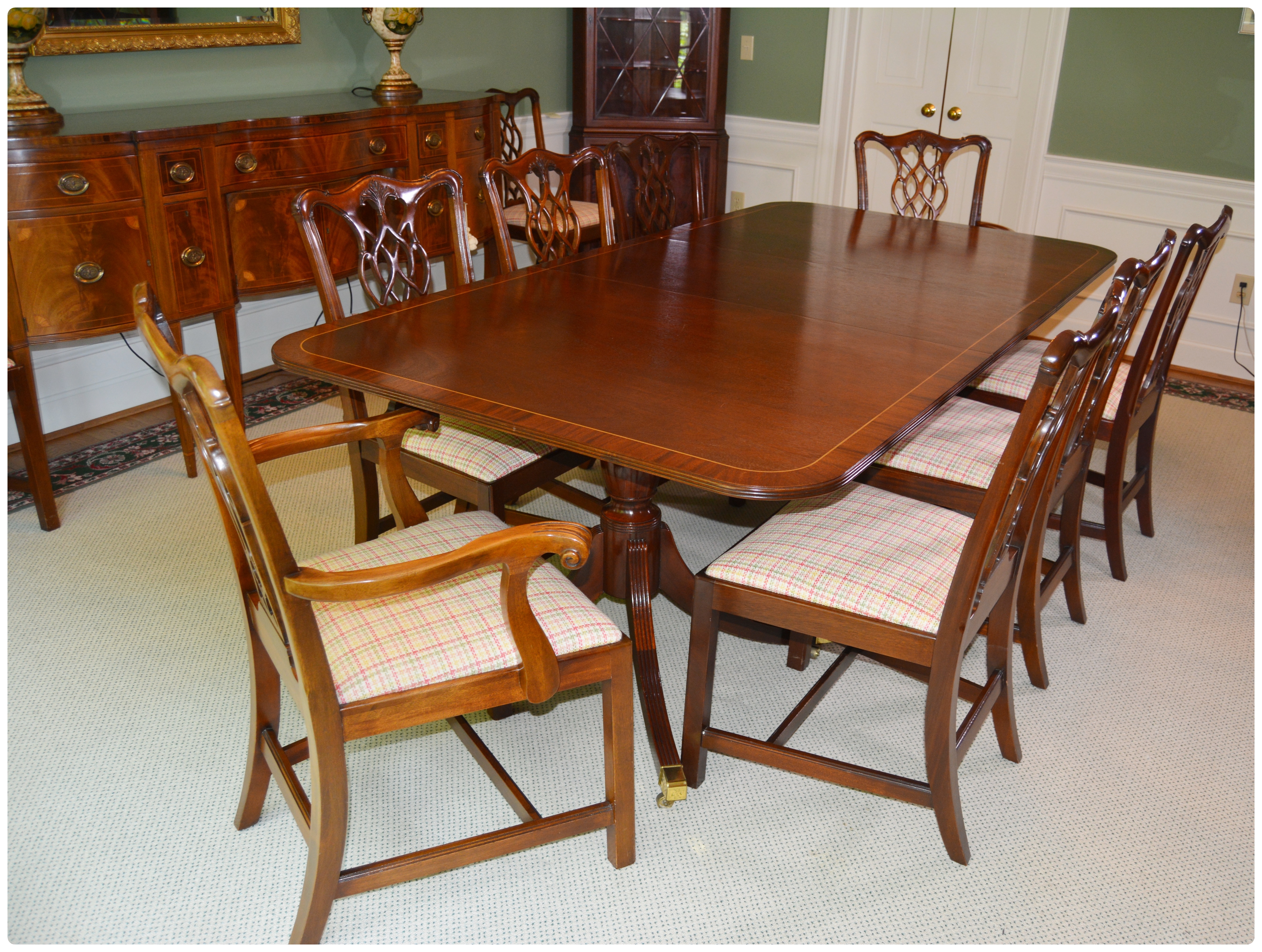 Baker Historic Charleston Dining Table with Baker Chippendale Dining Chairs EBTH