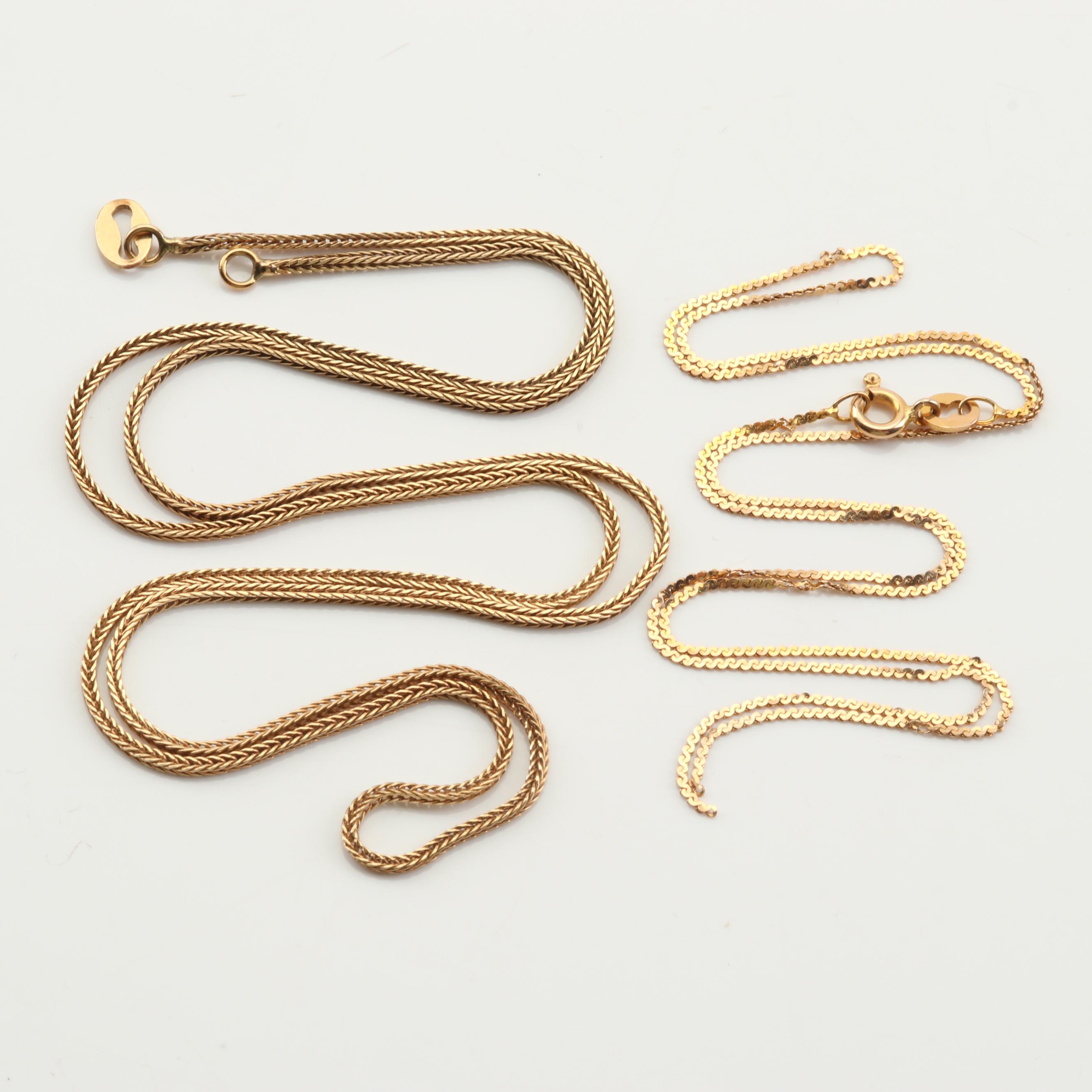 14K Yellow Gold Foxtail Chain and "S" Link Chain EBTH